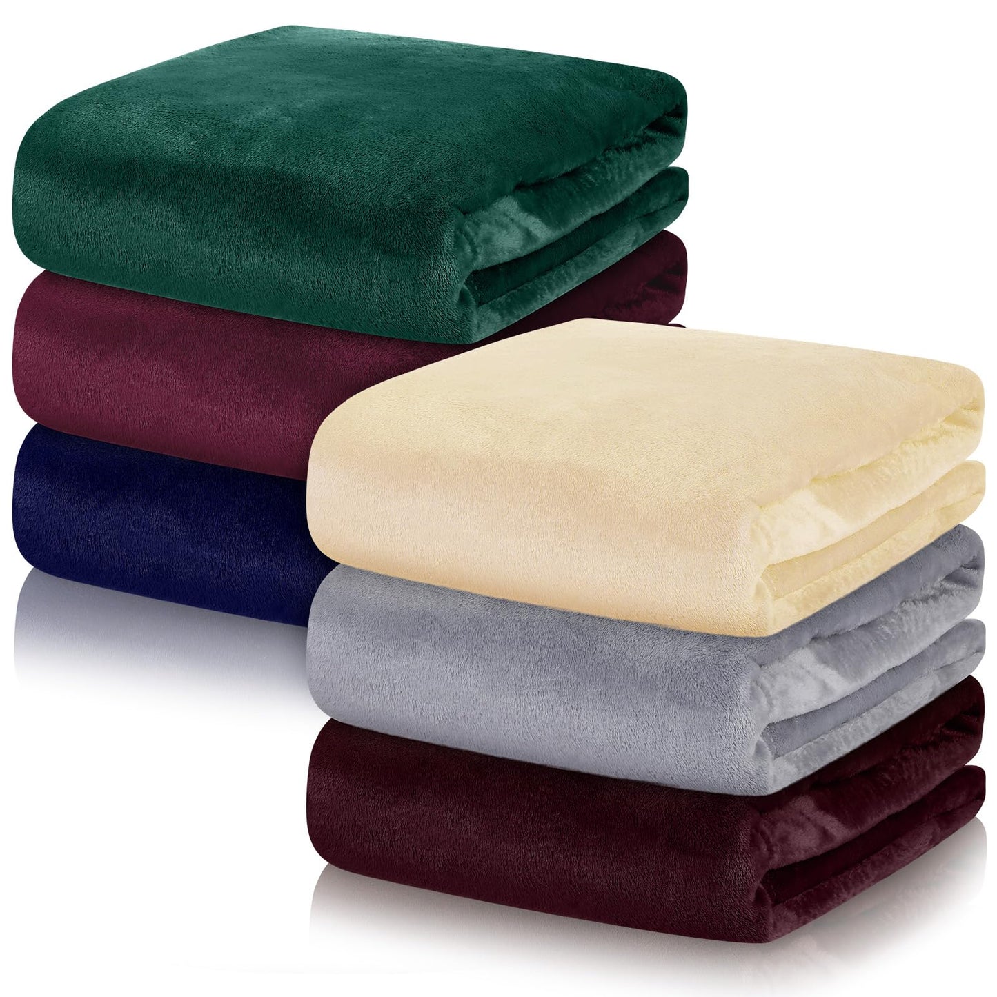 VitalCozy 6 Pcs Fleece Throw Blankets Bulk 60" x 80" Extra Large Lightweight Fuzzy Flannel Plush Blankets for Couch Home Living Room Sofa Bed (Classic,Classic Color)