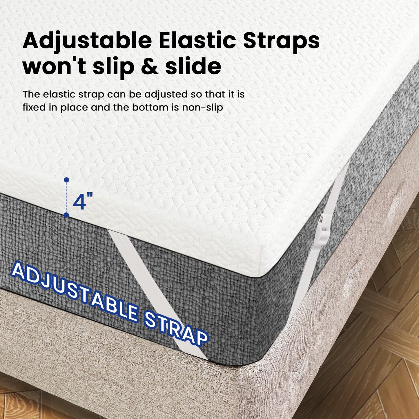 Czpalo 4 Inch Gel Memory Foam Mattress Topper Twin XL, Cooling Mattress Topper with Removable & Washable Bamboo Cover, CertiPUR-US Certified
