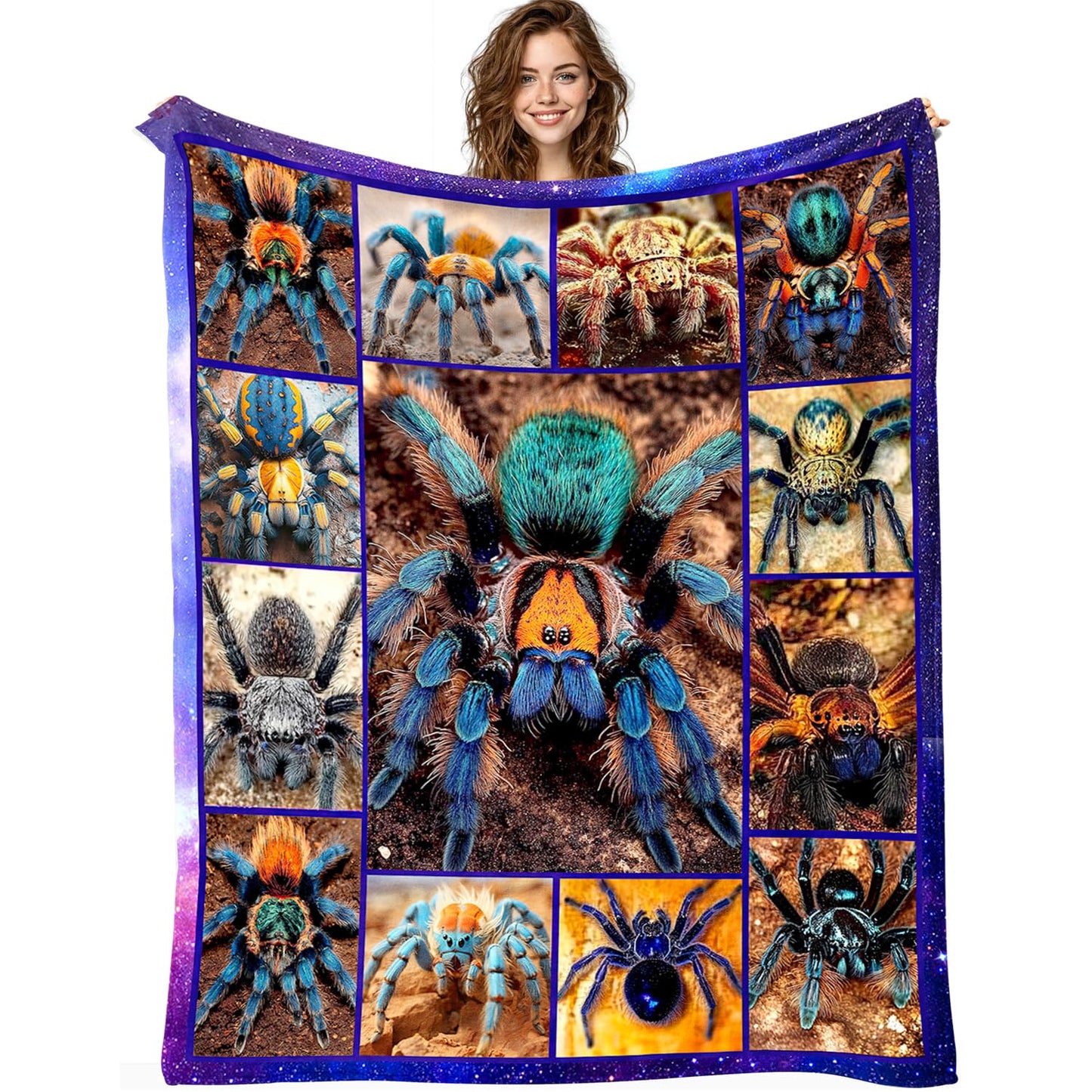 Spider Blanket Spider Decor Cozy Animal Throw Super Soft Plush Flannel Fleece Blanket Gift for Kids Adults Men Women Ultra Warm & Lightweight Flannel, 50"X40"
