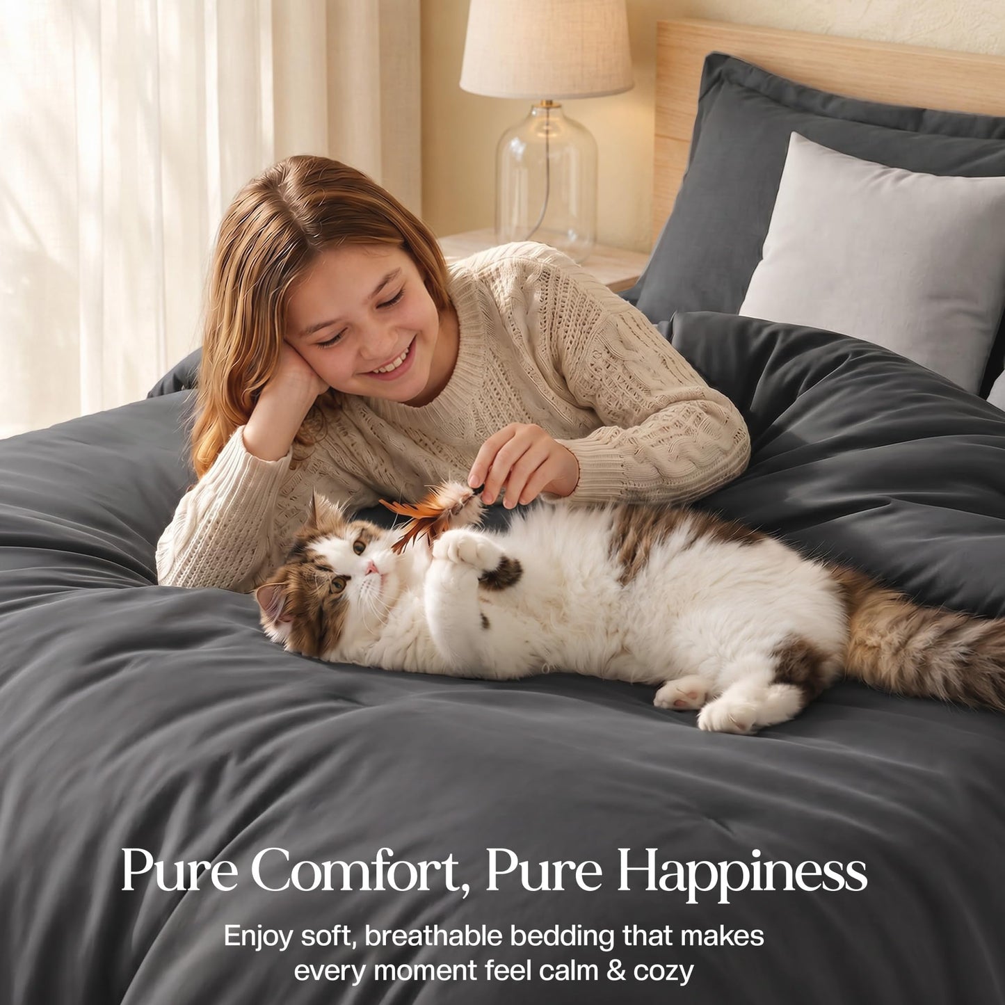Queen Comforter Set 3 Piece Grey by Utopia Bedding, Comforters Queen Size, Bedding Comforters Sets, Down Alternative Soft Bed Set, 1 Comforter (88 x 88 inches) 2 Pillow Shams (20 x 26 inches)