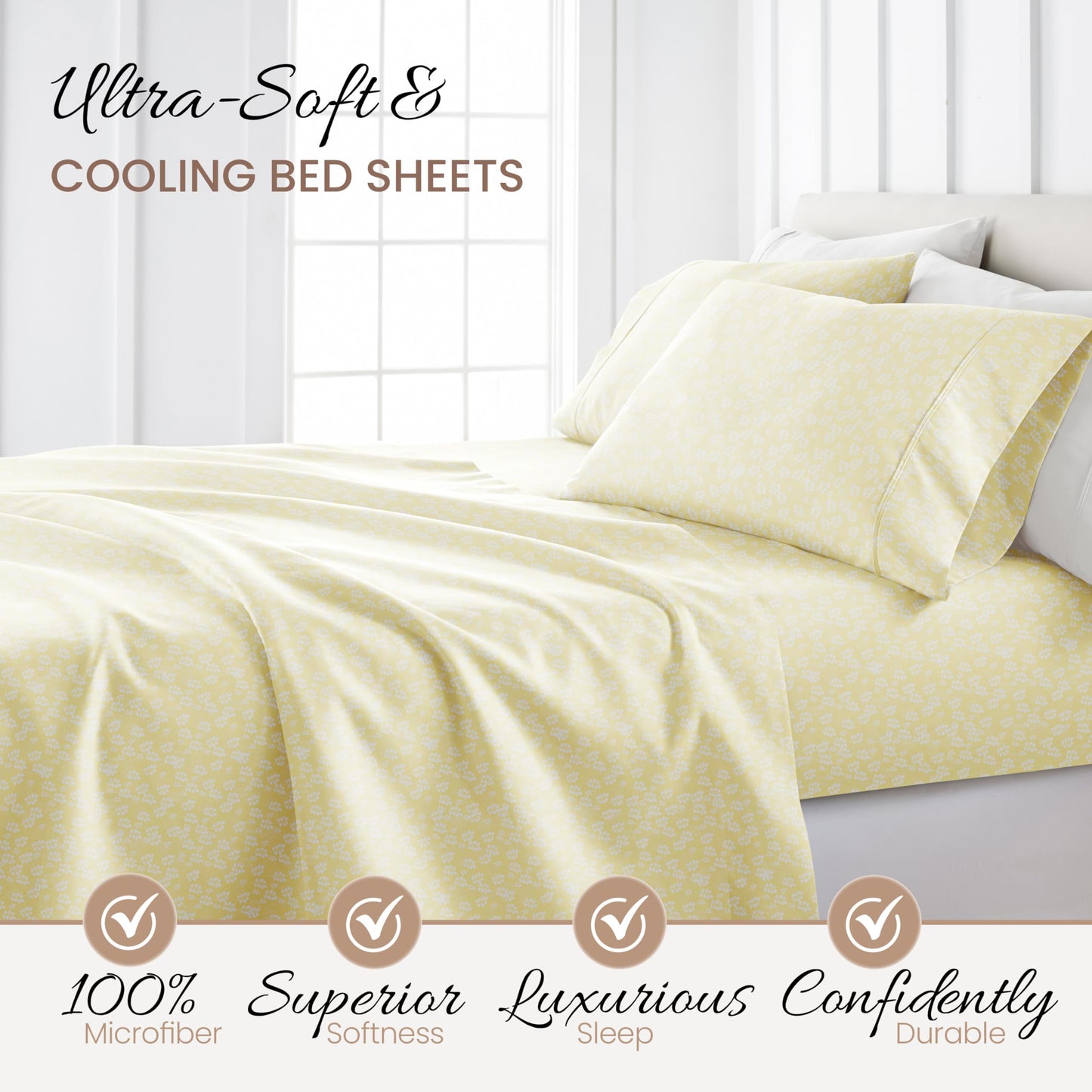 Linen Market 4 Piece Full Bedding Sheet Set (Ivory Wheatfield) - Sleep Better Than Ever with These Ultra-Soft & Cooling Bed Sheets for Your Full Size Bed - Deep Pocket Fits 16" Mattress