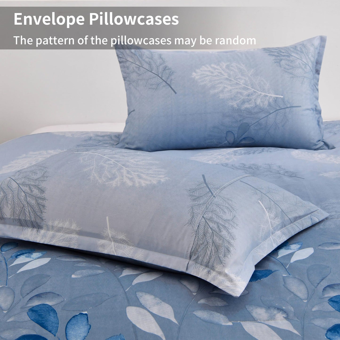 DJY Blue Comforter Set King, Navy Botanical Leaves Comforter for King Bed 3 Pieces Reversible Floral Bed Comforter Sets Soft Microfiber Bedding Set for All Season (104"x90")
