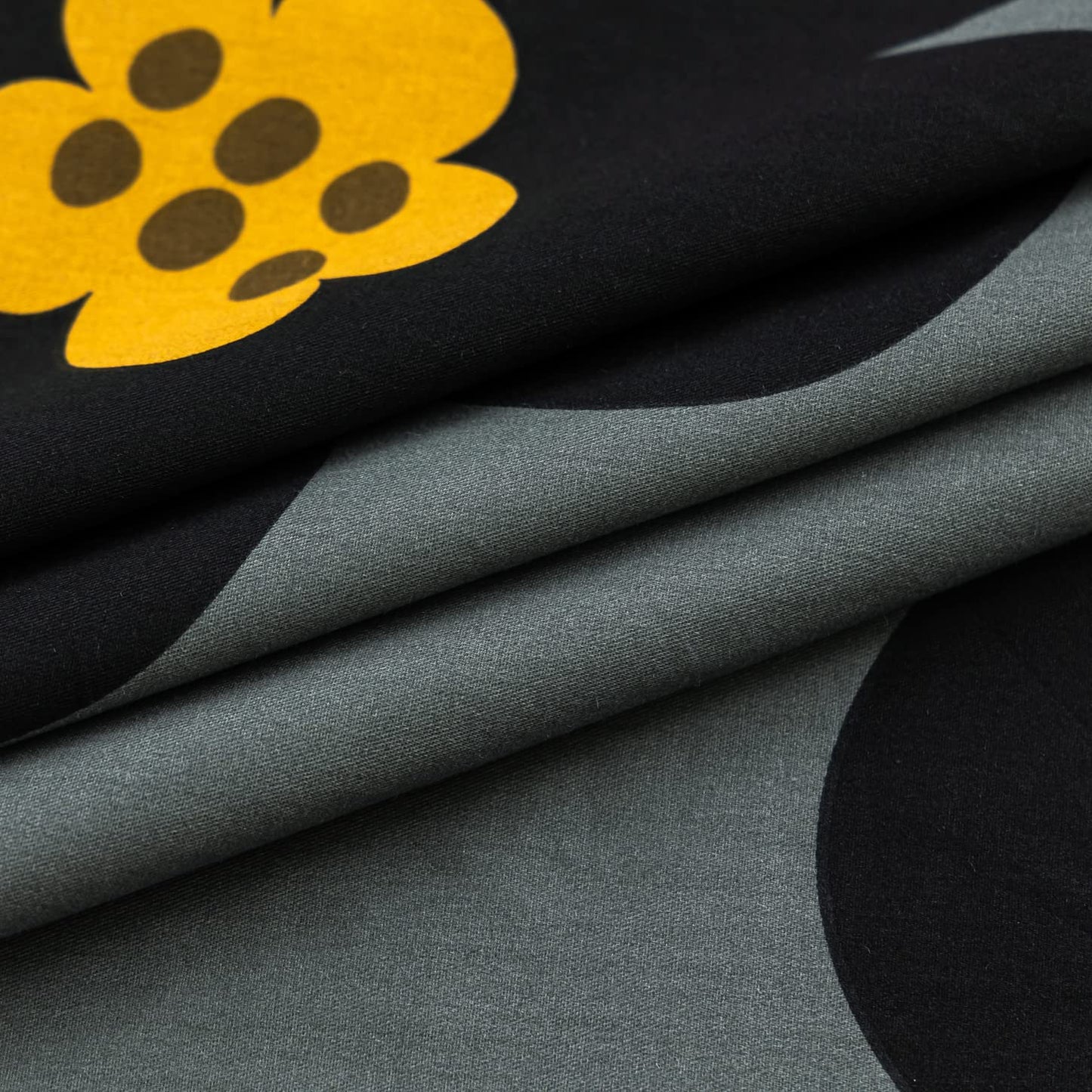 YuHeGuoJi Cartoon Floral Duvet Cover King 100% Cotton 3 Pcs Set 1 Yellow Grey Botanical Blossom Patterned Duvet Cover with Zipper Ties 2 Pillowcases Cute Black Flower Bedding Set Soft