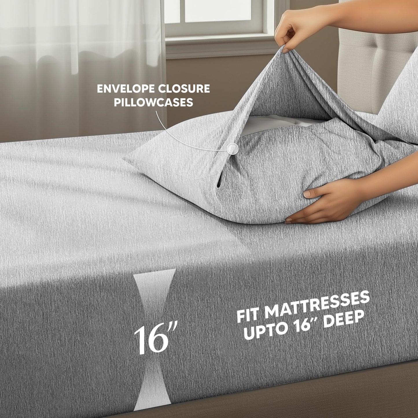 Utopia Bedding Queen Size Sheet Set – 4 Piece Bed Sheets, Soft and Breathable Microfiber, Includes 1 Fitted Sheet, 1 Flat Sheet and 2 Pillowcases – Oeko Tex (Heather Grey)