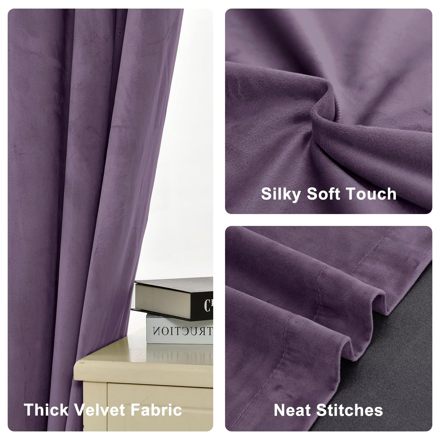 XWZO Purple Velvet Curtains 84 Inches Long, Elegent Soft Luxury Curtains for Living Room, Thermal Insulated Room Darkening Purple Curtain for Bedroom Decor, Velvet Drapes Set 2 Panels