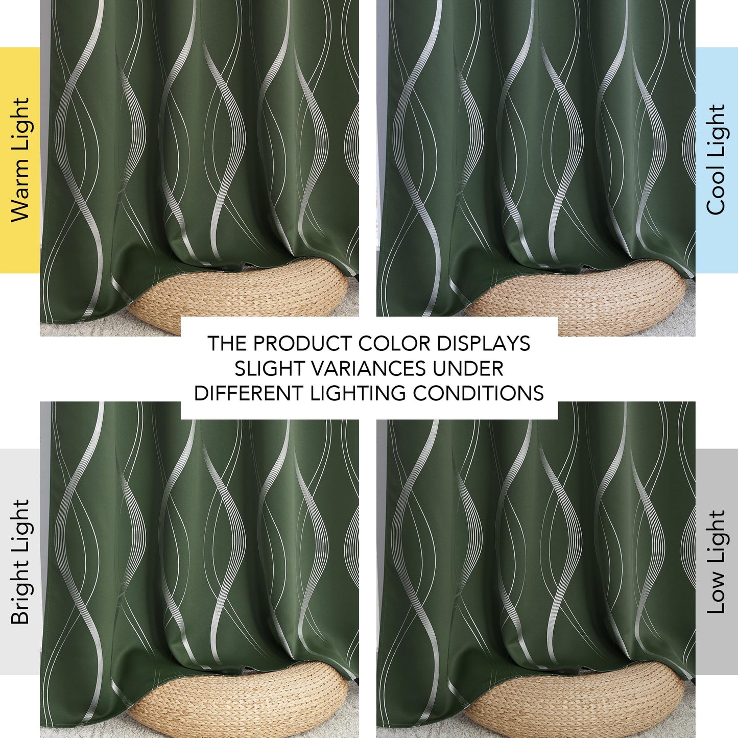 NICETOWN 100% Blackout Curtains 84 inch Length 2 Panels Set, Dark Mallard, 52" x 84", Noise Reducing Thermal Insulated Wave Line Foil Print Design Blackout Curtains for Hall Closet Villa Door