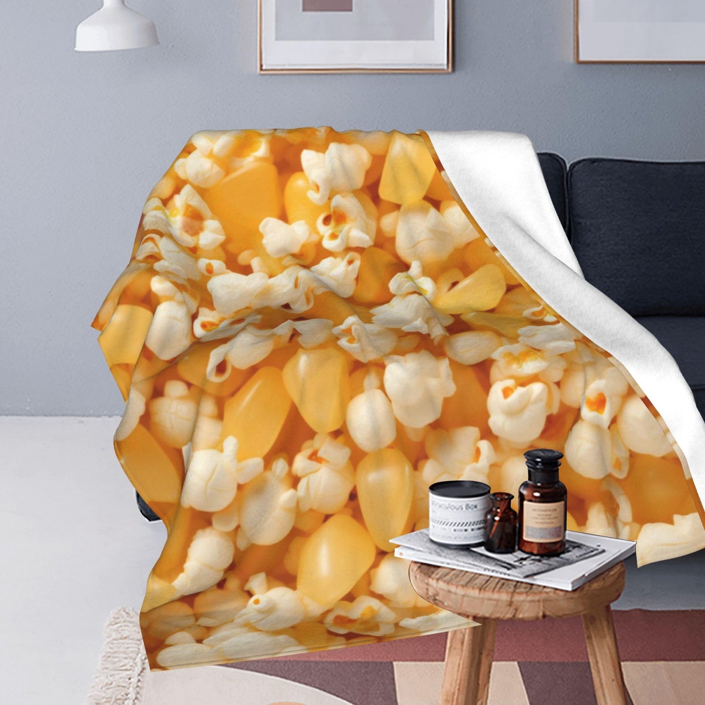 Popcorn Pattern Blanket Funny Food Soft Throw Flannel Blankets for Bed Couch Bedroom Living Room 60"x50"