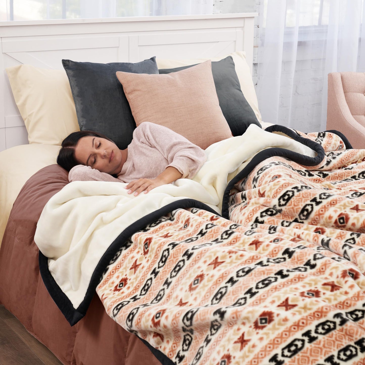 Northwest Ashford Home Cozy Ultimate Plush Throw Blanket, Chimayo Stripe King Size 108 x 90 inches
