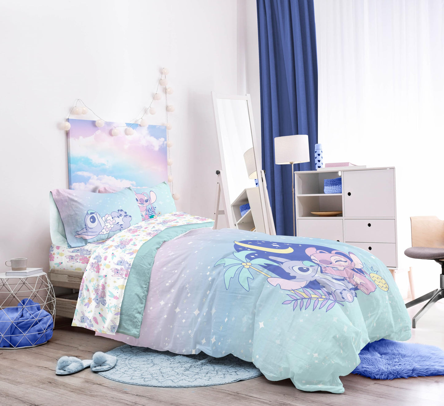 Disney Lilo & Stitch Twin Comforter Set, 5 Piece Bed in a Bag with Stitch & Angel - Super Soft Fade Resistant Microfiber Girls Bedding - Machine Washable (Officially Licensed Disney) by Jay Franco