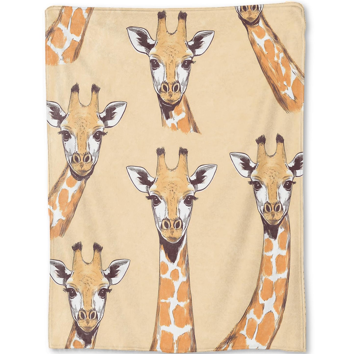 ainori Cute Giraffe Head Blanket - Playful Animal Print Fleece Throw,Gifts for Adult, Soft & Warm,Lightweight, for Modern Art Decor, Safari Lovers,Living Room Home Accents 50x60in