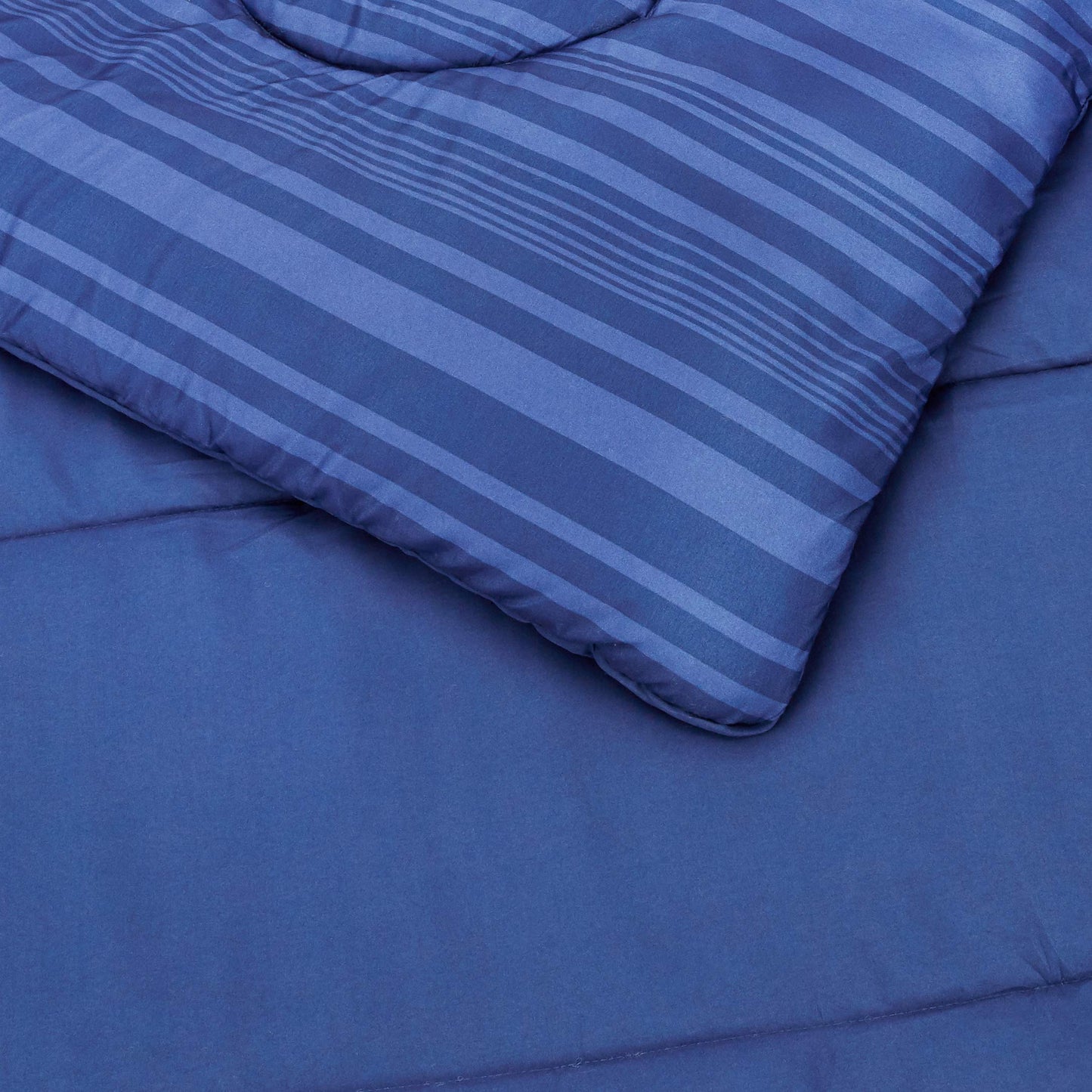 Amazon Basics Twin/Twin XL Comforter Set with Sheets, 5-Piece Blue Calvin Striped Bedding, Lightweight Microfiber Bed-in-a-Bag, Machine Washable