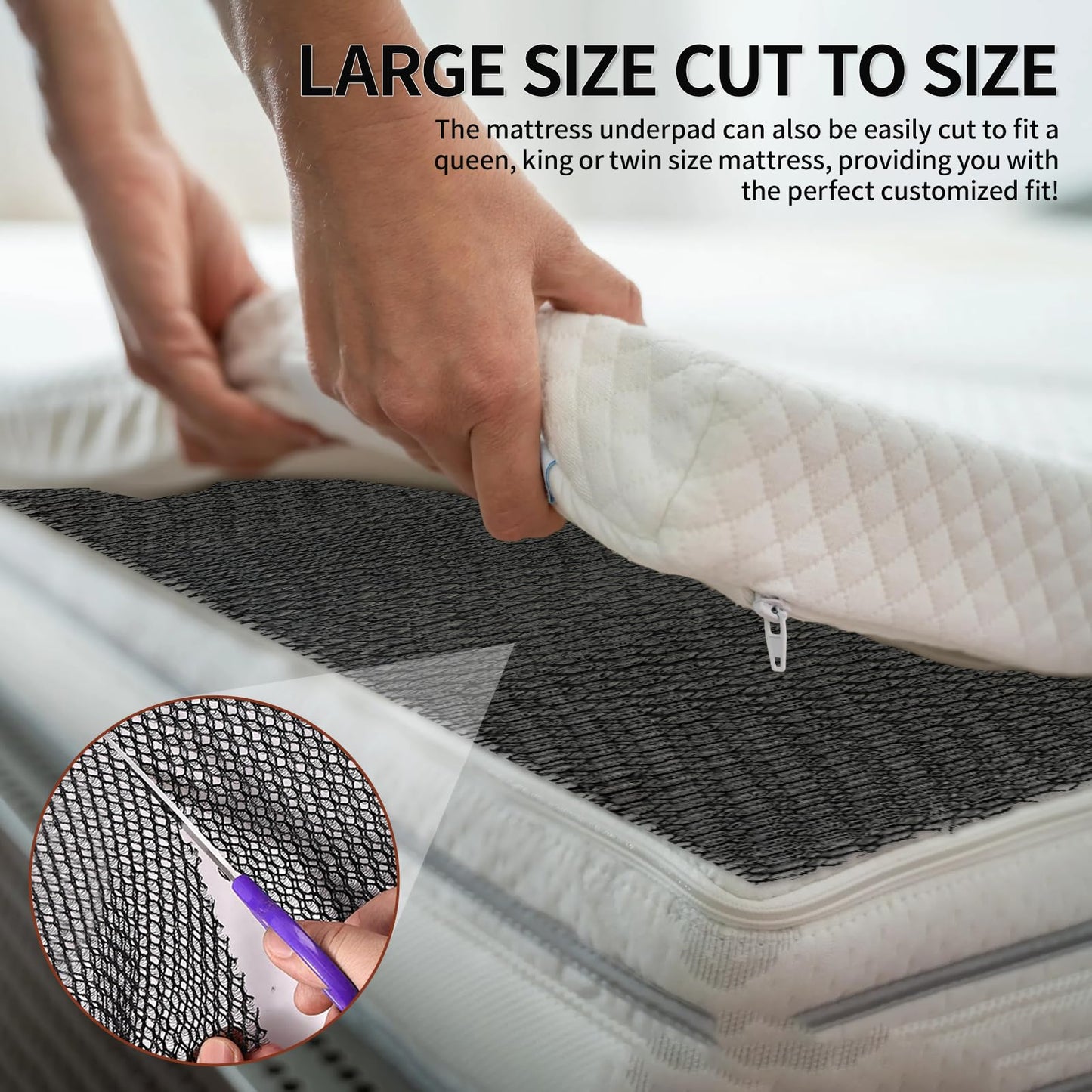 RV Mattress Underlay, 80 X 60 inch 3D Air Meshfiber Under Mattress Ventilation, RV Queen Mattress Pad for RV Bed, Campers, Boats