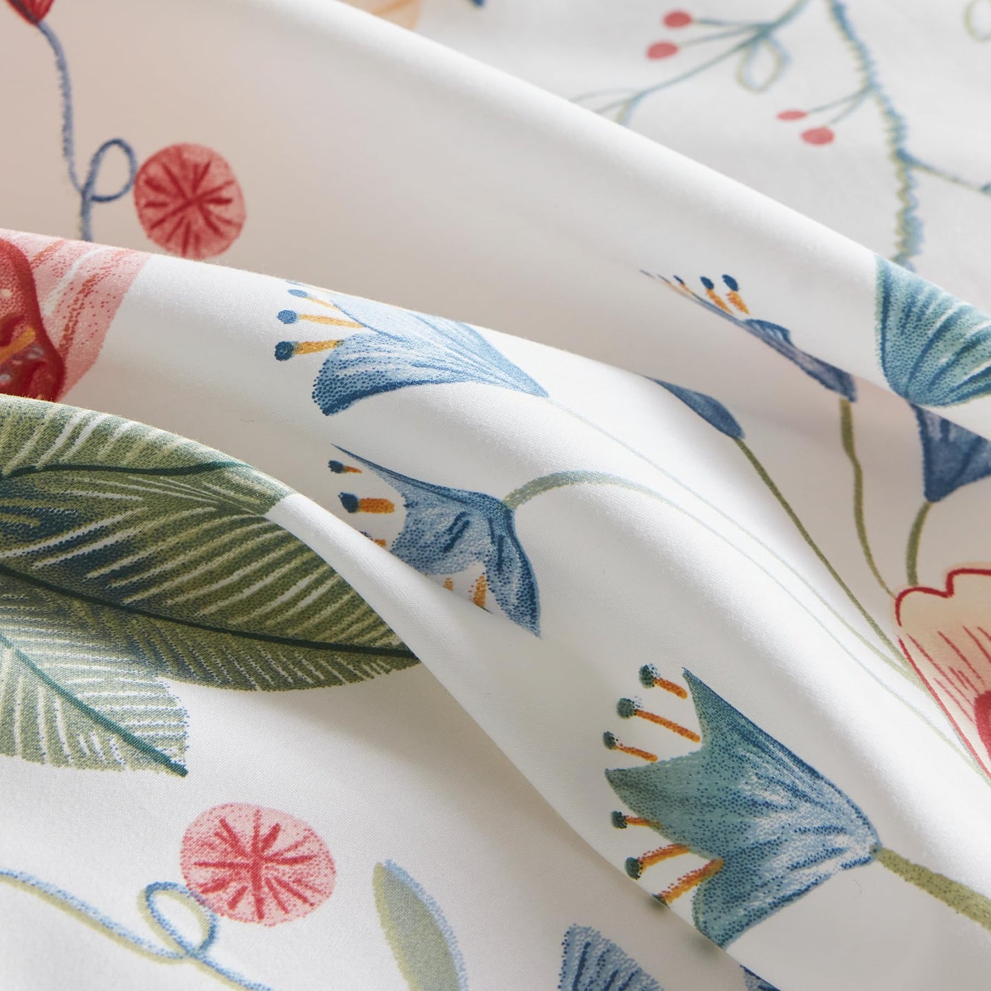 YuHeGuoJi Floral Duvet Cover King 100% Egyptian Cotton 3 Pcs Set 1 Red Botanical Flower Duvet Cover with Zipper Ties 2 Pillowcases Harvest Fruit Tomoato Pumpkin Print Bedding Set Soft