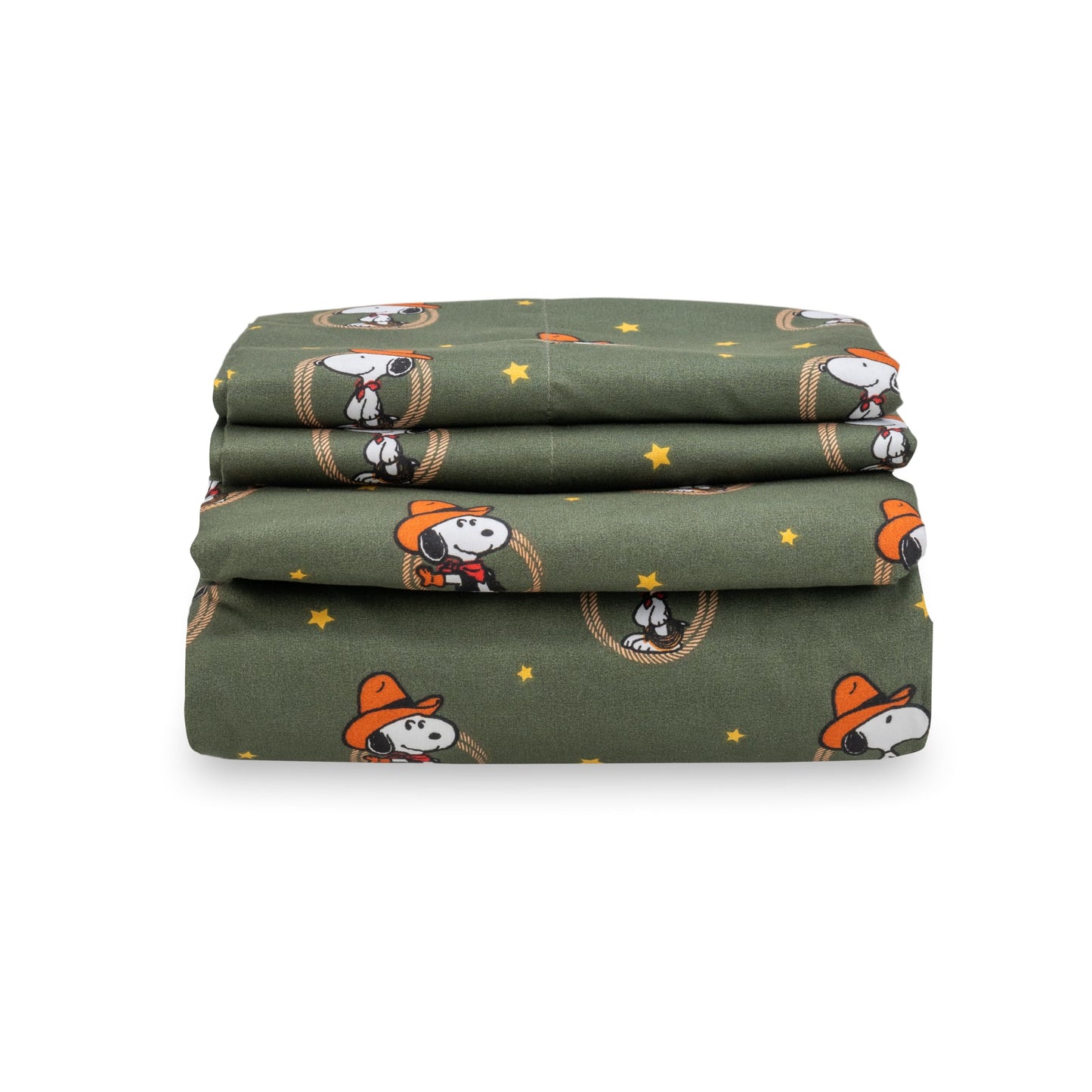 Berkshire Blanket Peanuts® Kids Sheet Set Full Size - 4 Pieces,Cute Character Snoopy Printed Soft Microfiber Bed Sheets,Snoopy Giddy Up Cowboy Sheets Moss