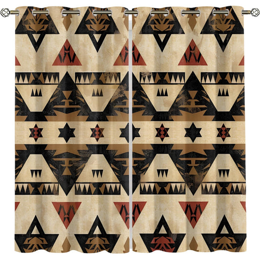 Southwestern Ethnic Blackout Curtains, Aztec Curtains for Living Room, Native American Navajo Black Out Bedroom Curtain Thermal Insulated Grommet Drapes 2 Panels, for Boys Room 31.5"W x 63"L x2