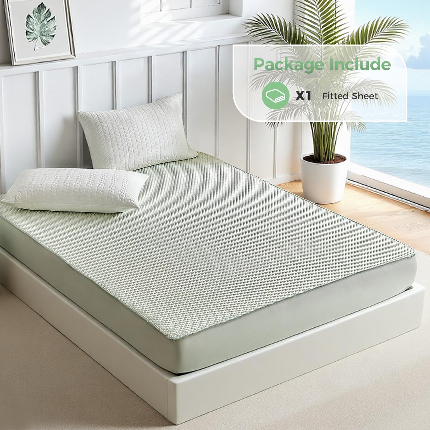 Tokokimo Cooling Mattress Protector - King Size Cooling Waterproof Mattress Protector, 3D Air Fabric Cooling Breathable Mattress Protector, Cooling Mattress Cover for 8"-16" Deep Pocket