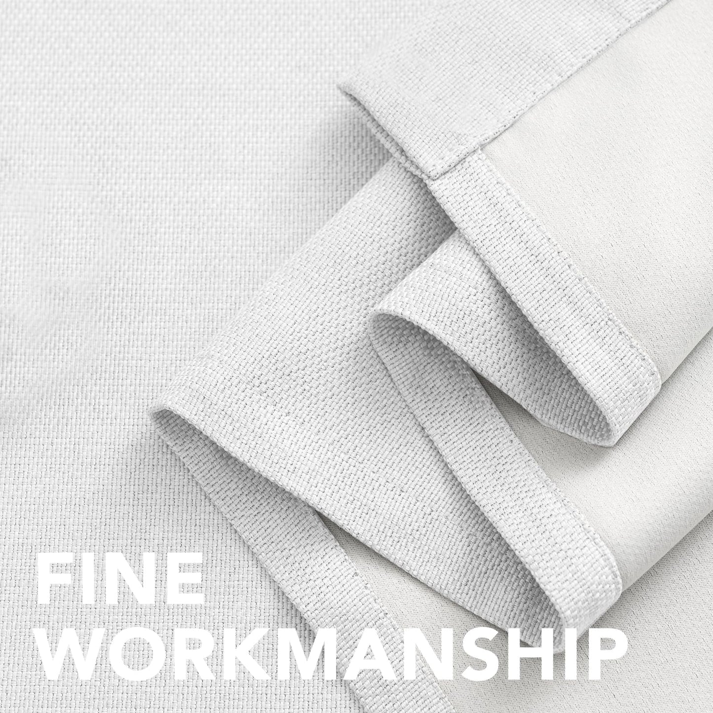 H.VERSAILTEX Linen Blackout Curtain 63 Inches Long for Bedroom/Living Room Thermal Insulated Grommet Linen Curtain Drapes Primitive Textured Burlap Effect Window Drapes 1 Panel - Heather Pure White