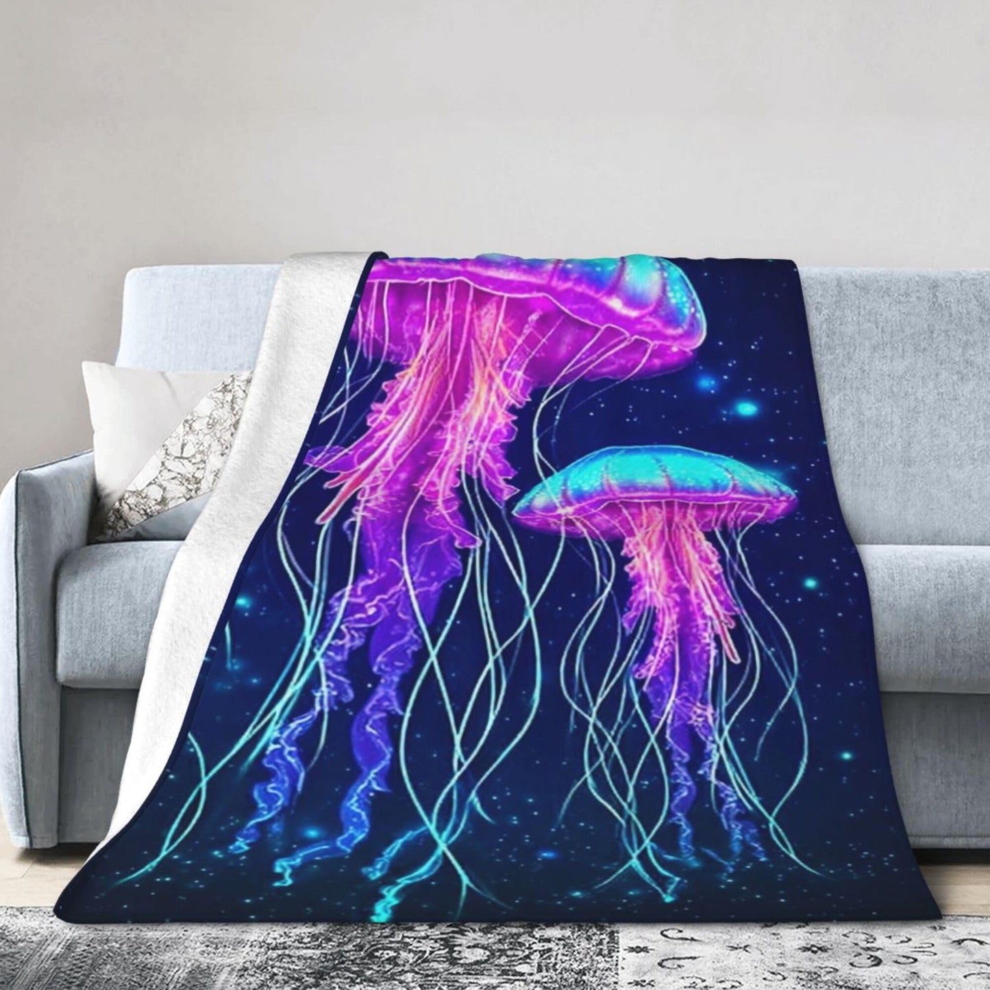Jellyfish Blanket Jellyfish Fleece Throw Blanket Super Soft Fuzzy Plush Cozy Warm Jellyfishes Decor Stuffed Bedding Blankets Gift for Boys Girls Men Women Kids & Adult 50"x40"
