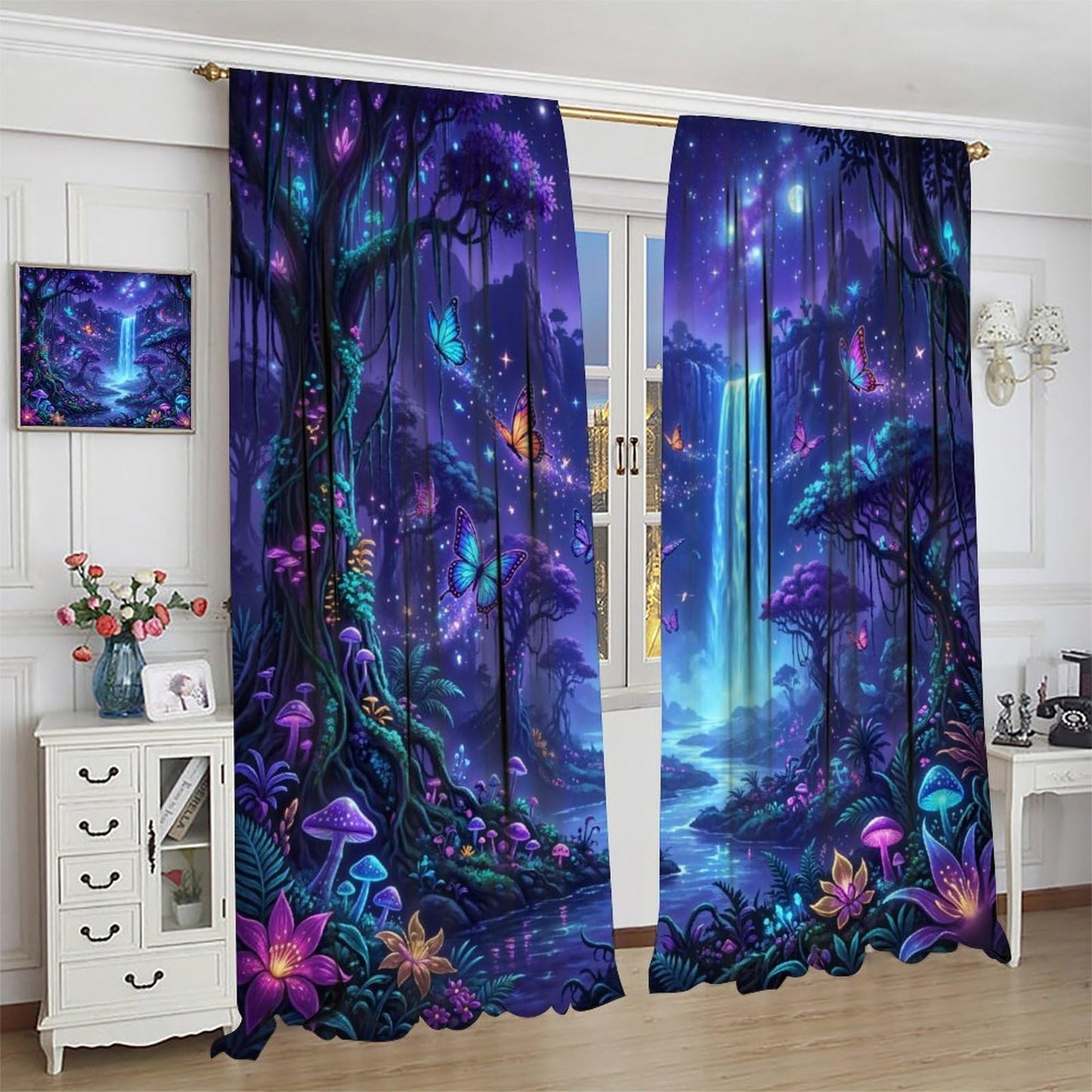 UFUH Fantasy Nature Curtains,Fairy Forest Landscape Blackout Window Treatments for Bedroom Living Room,2 Panels Set Total Size 42 x 45 Inch