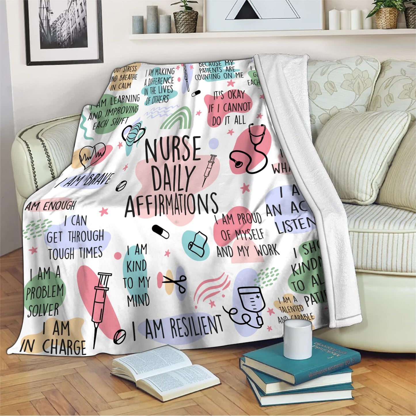 Custom Nurse Blanket Personalized Name Throw, Ultra Soft Fleece Nursing Gift for Women and Healthcare Workers, Cozy Appreciation Present, Multiple (Design 01)