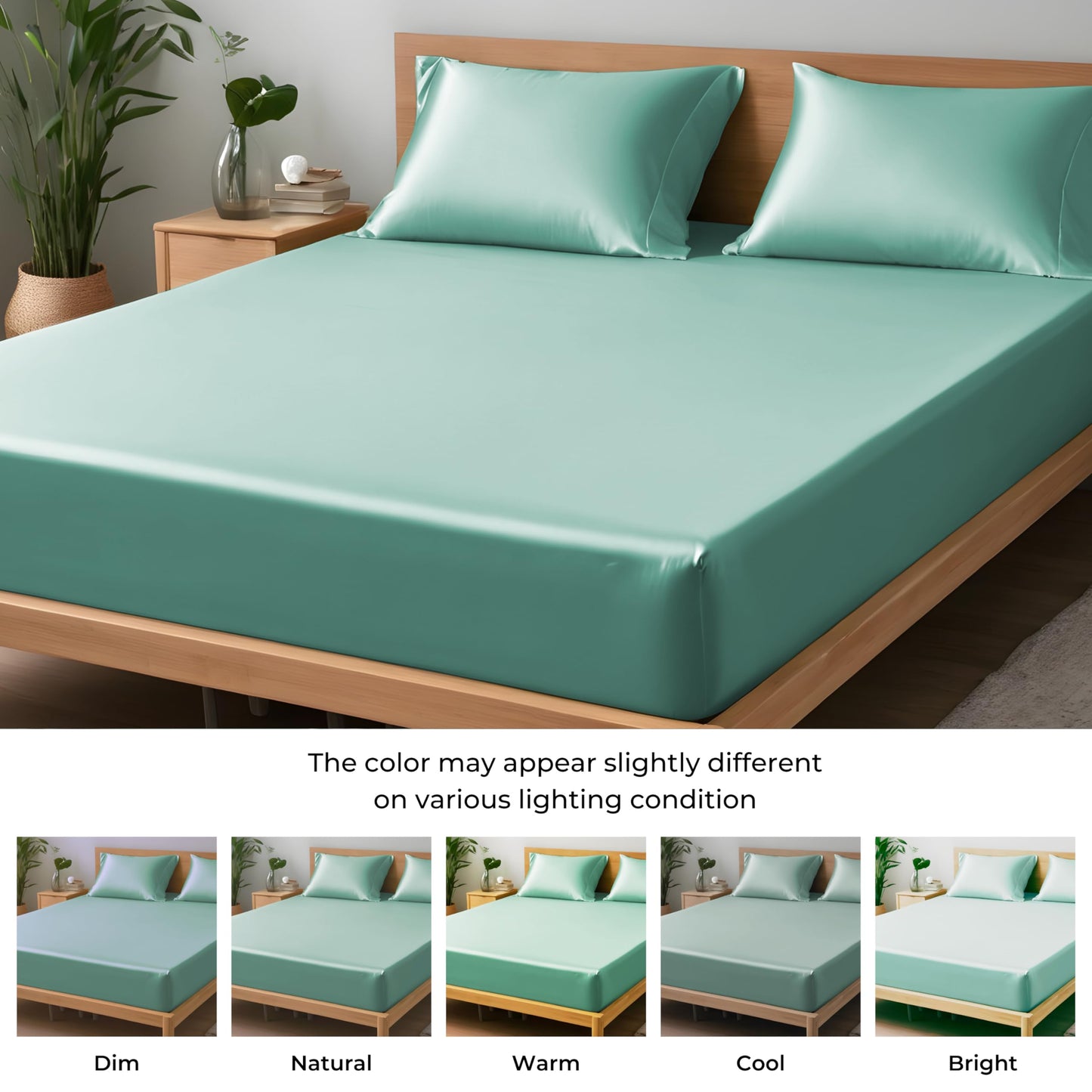 LINENWALAS Fitted Sheet Only Viscose Derived from Bamboo, Bottom Sheet for King Size Bed – 16” Deep Pocket, All Around Snug Fit – Cooling, Breathable, Soft, Hypoallergenic (Aqua, King)