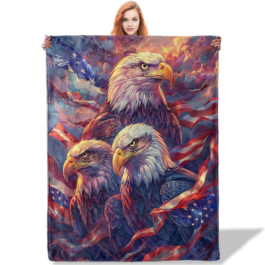 Plistiz American Bald Eagle Throw Blanket for Women Girls Boys, Soft Flannel Blankets Gifts for Living Room Couch, Home, Sofa Decor, 50"x60"