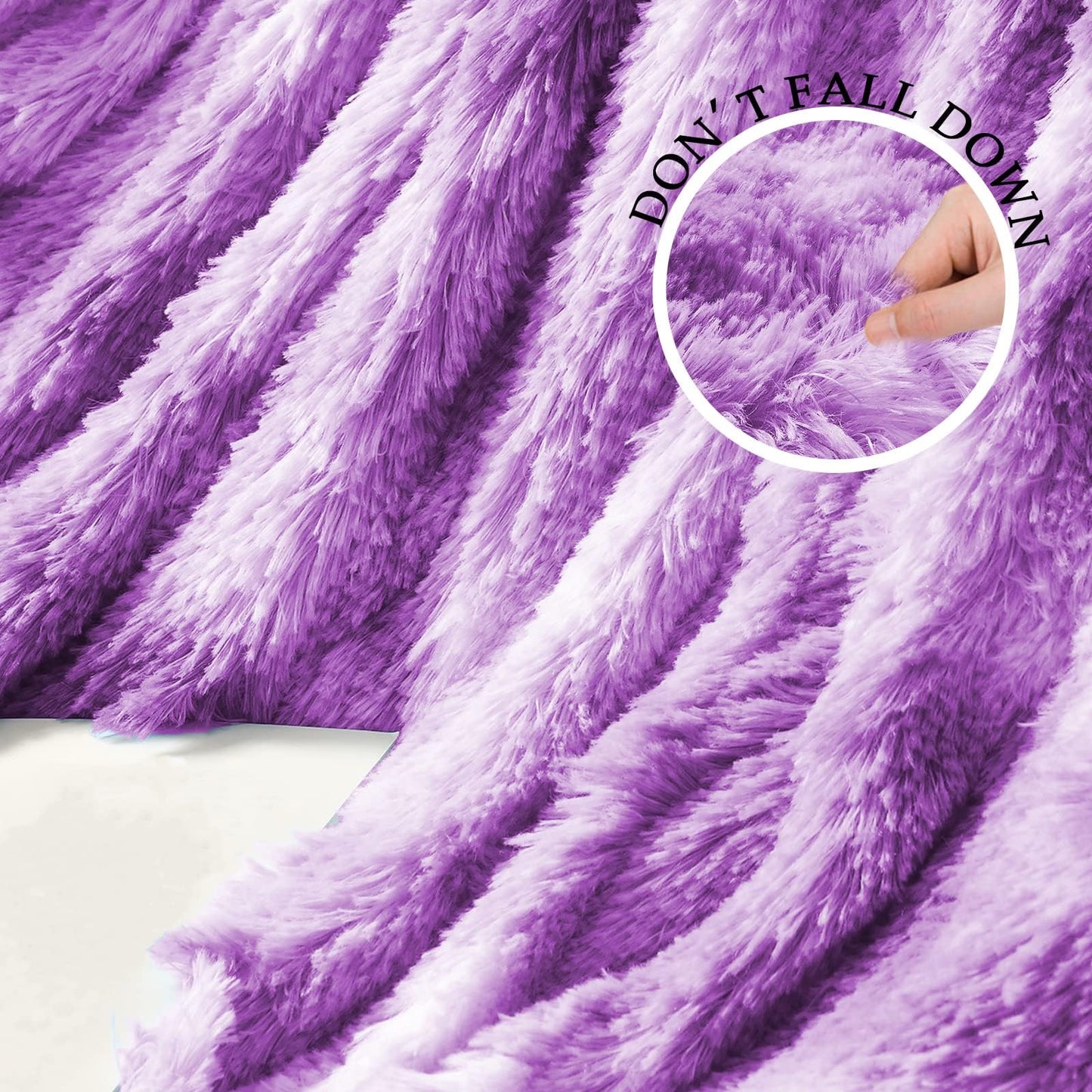 Exclusivo Mezcla Fuzzy Faux Fur Throw Blanket, Reversible Shaggy Sherpa Fleece Tie Dyed Blankets, Fluffy Plush Warm Throws for Couch, Bed, 50x60 Inches, Purple