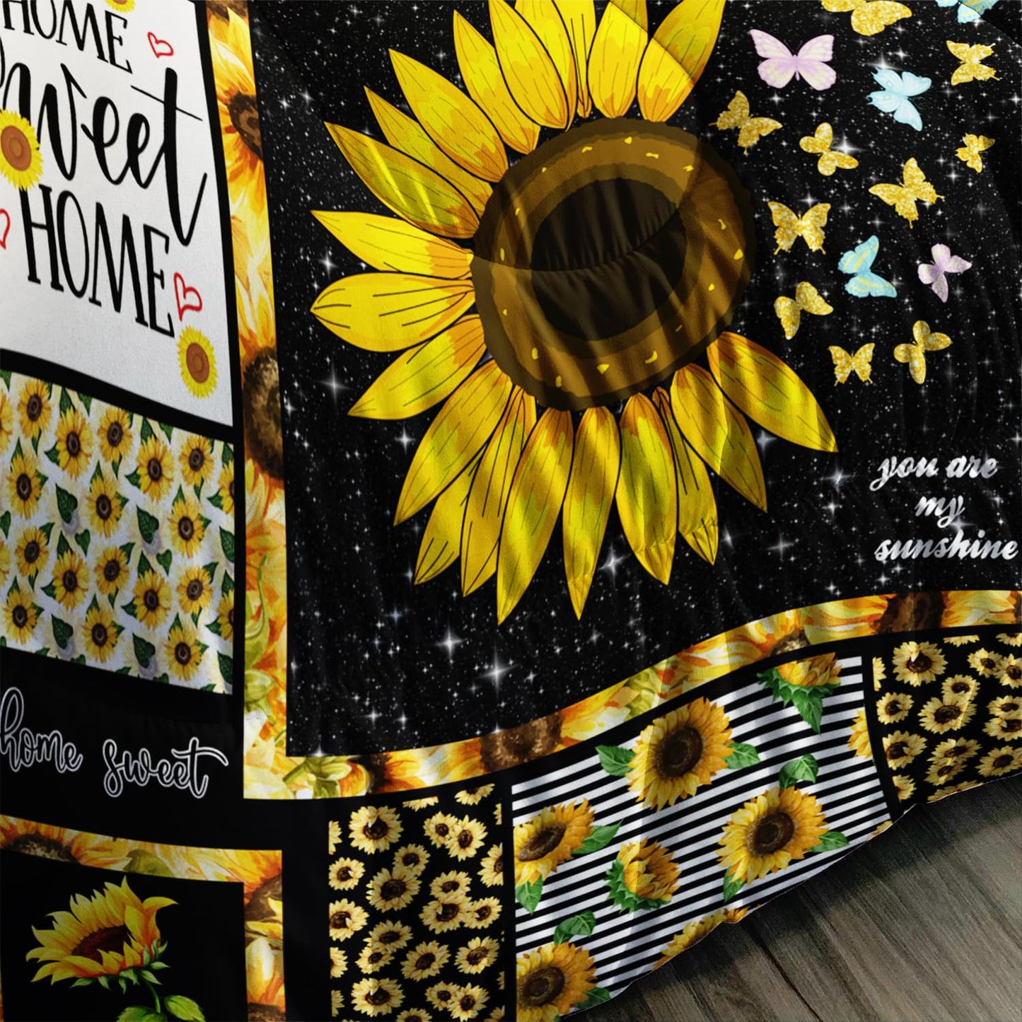 AILONEN Sunflower Comforter Set Queen Size, Modern Sunflower Pattern Bedding Set for Boys Girls Gifts,Yellow Botanical Floral Comforter Set 3 Pieces, 1 Quilt and 2 Pillowcases