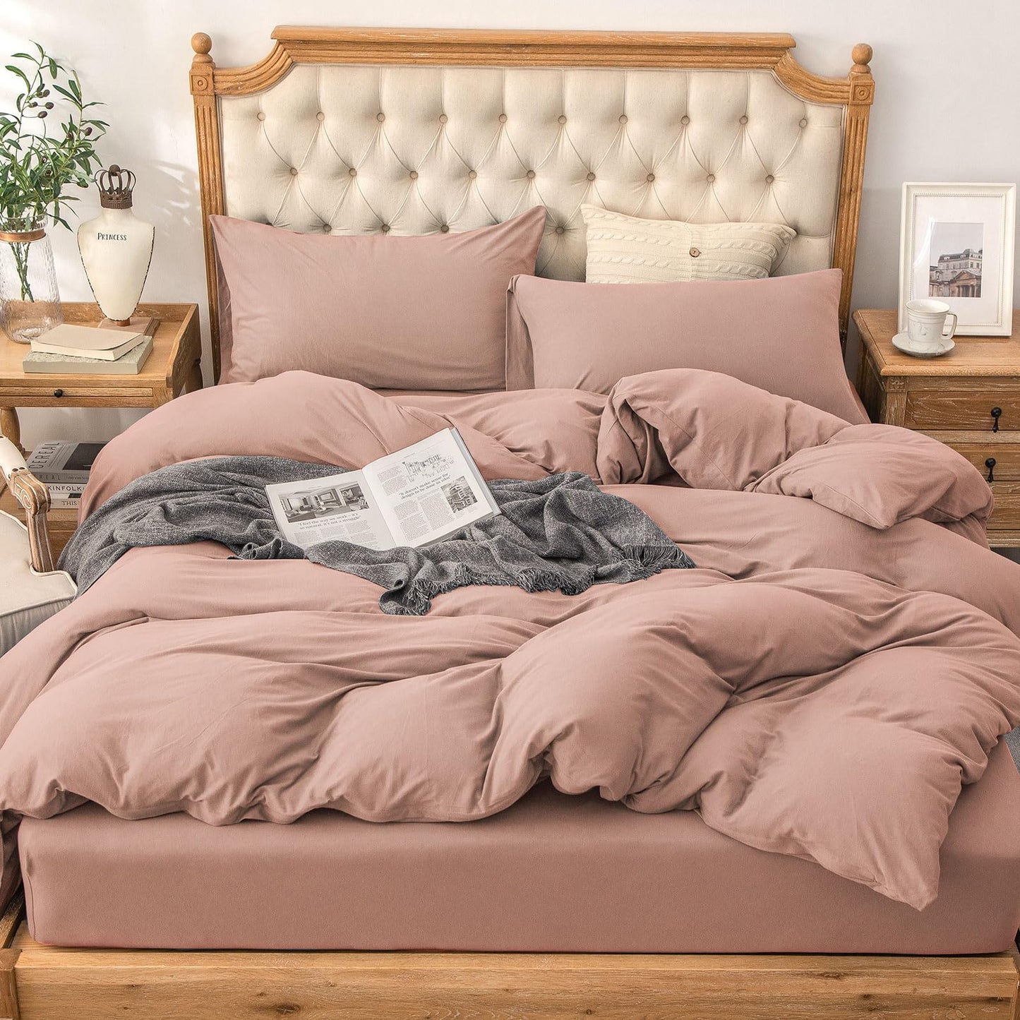 PURE ERA Jersey Knit Duvet Cover Set 100% T-Shirt Cotton Super Soft Comfy 2pc Bedding Set with Zipper Closure (New Petal Pink, Twin)