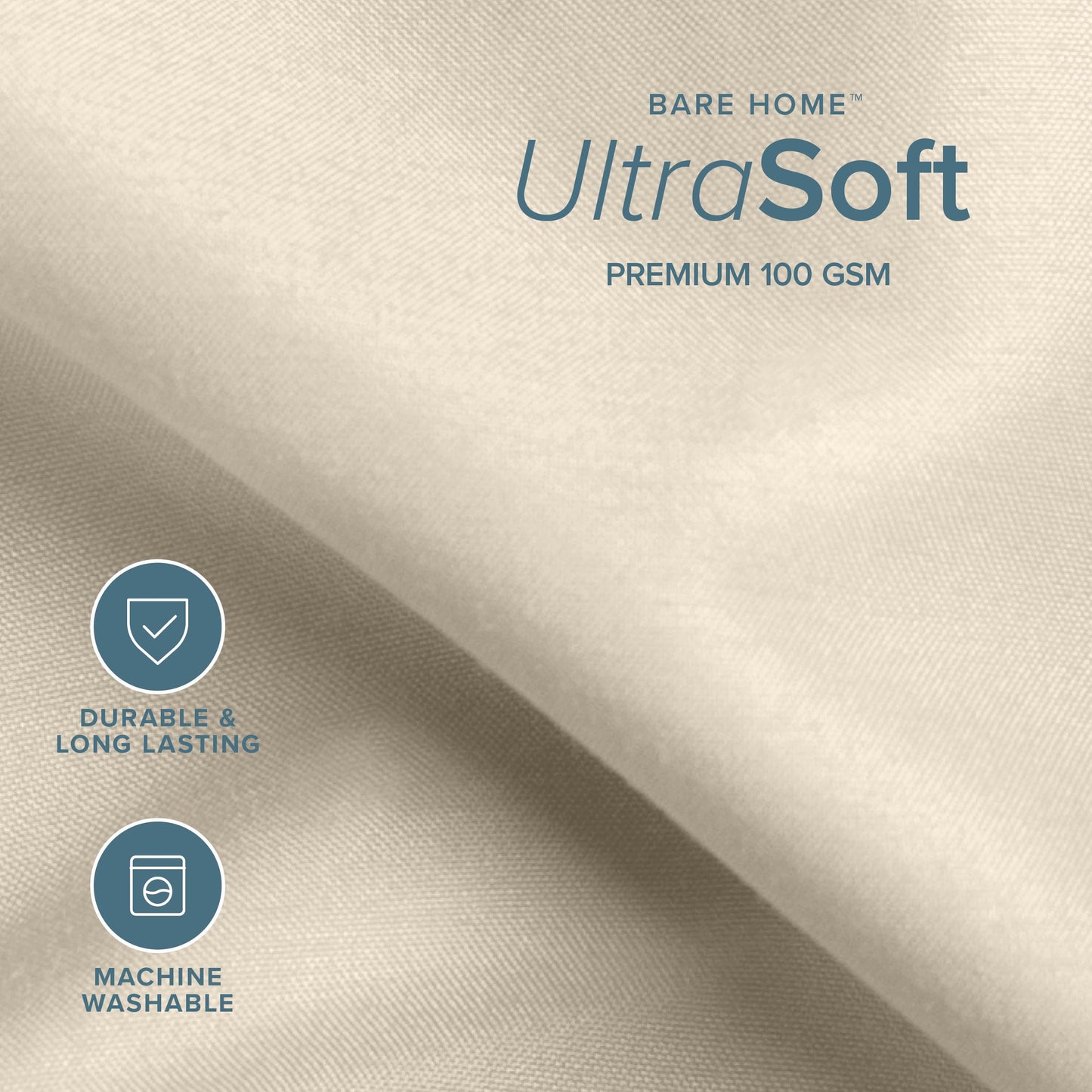 Bare Home Twin Sheet Set - Hotel Luxury - Deep Pockets - Double Brushed Microfiber for Softness - Easy Fit - 3 Piece Set - Bed Sheets with Envelope Pillowcases (Twin, Sand)