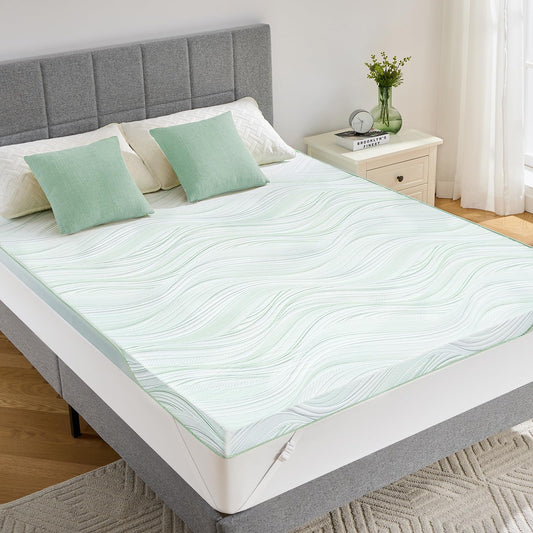 PERLECARE King Mattress Topper, 3 Inch Dual Layer Gel Memory Foam Bed Topper with Bamboo Cover, Medium Firm Support for Pressure Relief, Removable Washable Cover, Non-Slip Designing