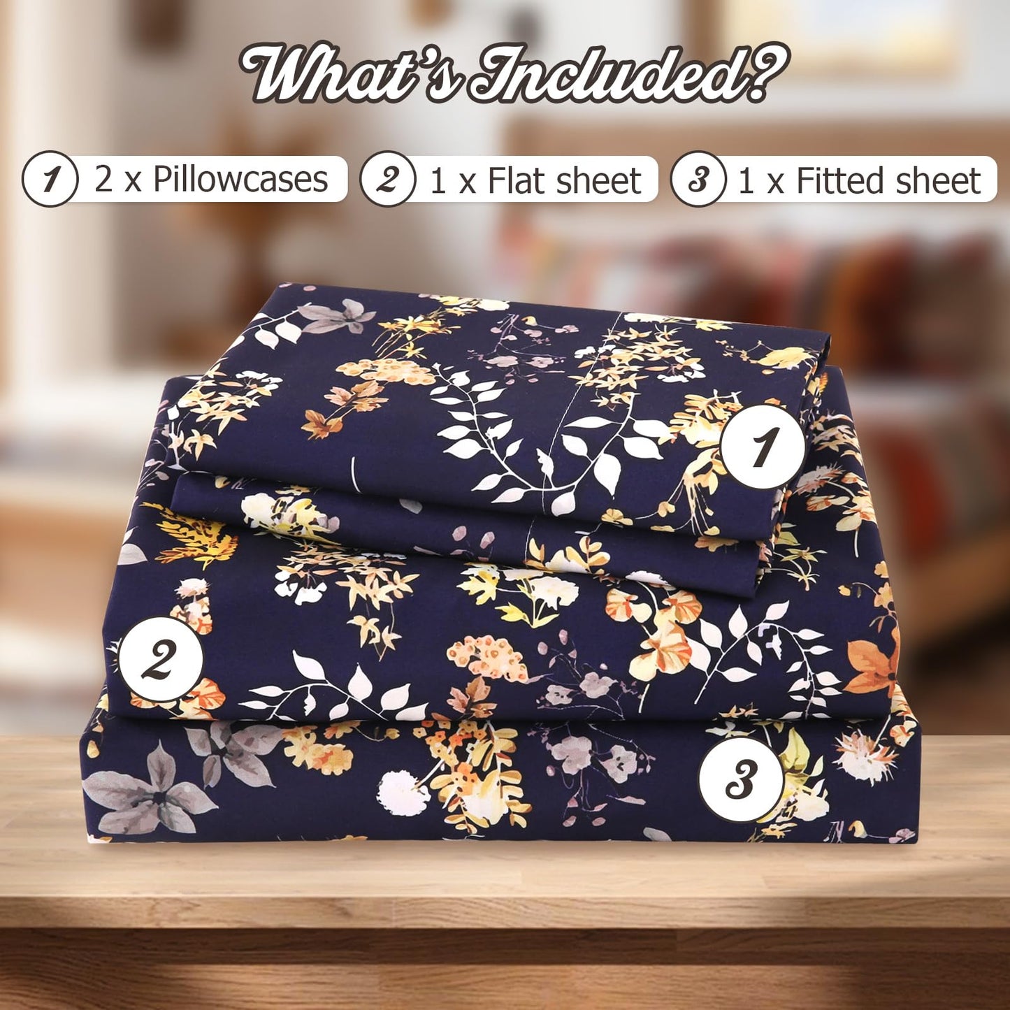 CozySmile 4 Pieces King Sheet Set Floral, Boho Sheets Soft Microfiber Deep Pocket, Floral Sheets (King, Tranquil Night Bloom)