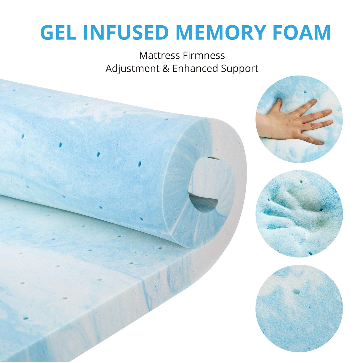 EGO Gel Memory Foam Mattress Topper, 3 Inch Twin with Removable Breathable Soft Cover, Cooling Bed Topper for Comfort Body Support & Pressure Relief, CertiPUR-US Certified