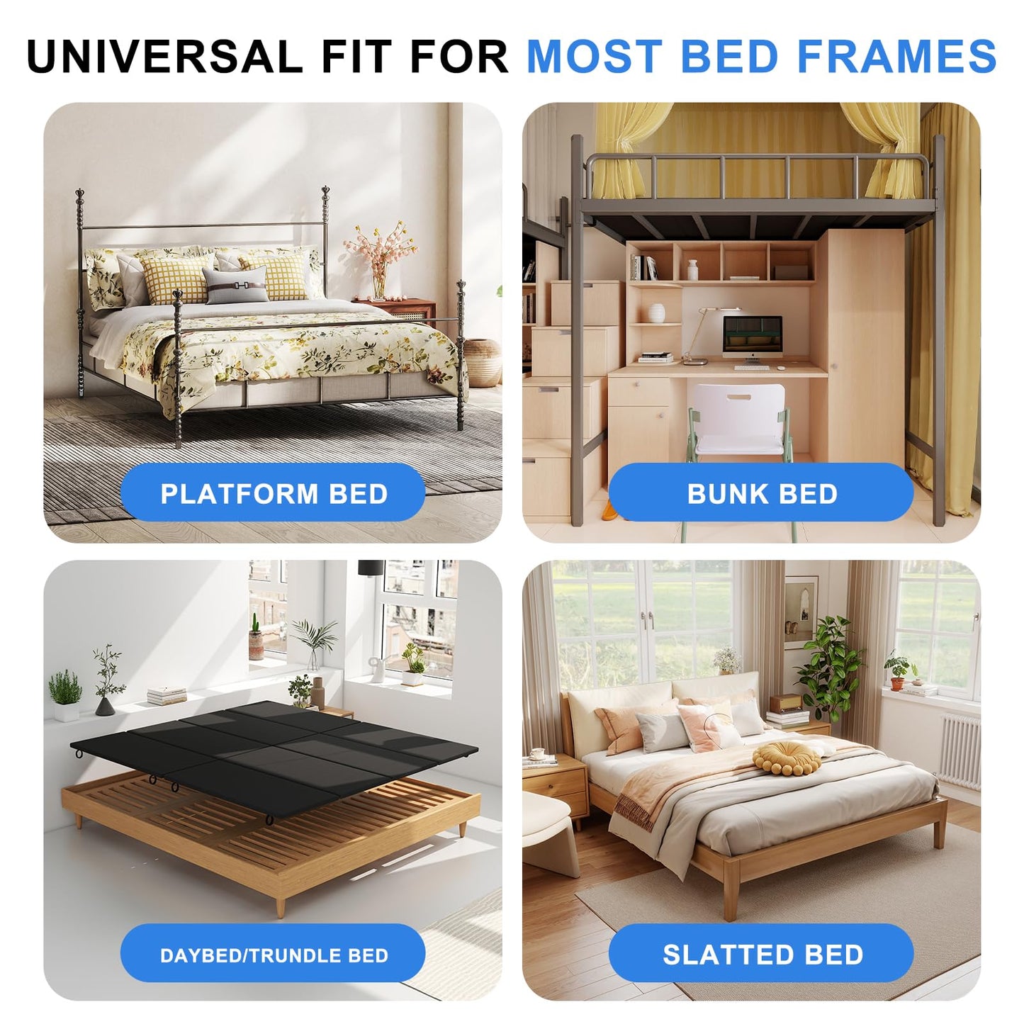 Rezant Heavy Duty Bunkie Board Full 54''x75'', Low Profile Anti-Sag Foundation, Breathable Non-Slip Support for Platform, Slatted & Bunk Beds