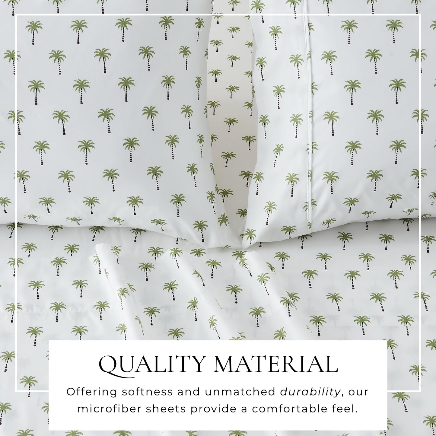 Great Bay Home Twin Coastal Microfiber Sheet Set - 3-Piece Nautical-Printed, Ultra-Soft Sheets - Beach-Themed Bedding Sheets & Pillowcases (Palm Tree)