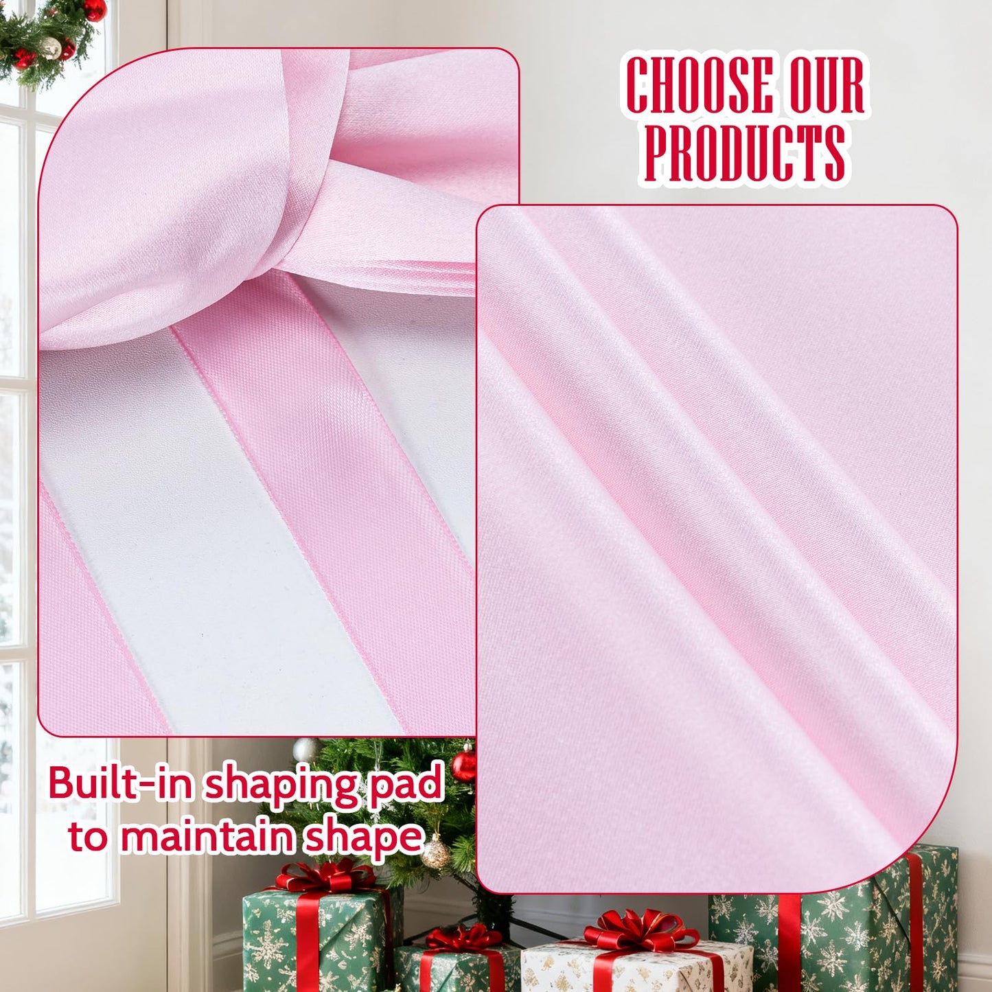 FUANGUI Valentine's Day Giant Bow Decoration, Pink Big Bow for Backdrop 75x18 Inch, Coquette Birthday Wall Room Home Decor, Large Satin for Wedding Engagement Bachelorette Baby Shower Bridal Christmas