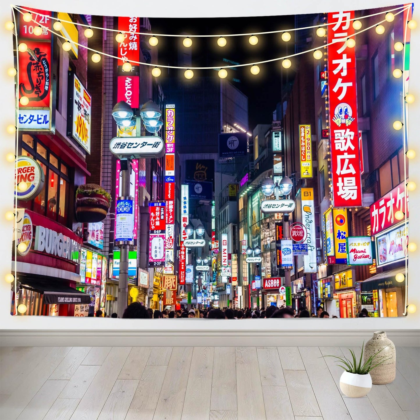 Loccor 92''x70'' Tokyo City Tapestry Japan Neon Lights Signboard Billboards Shinjuku Street Night View Wall Hanging for Kids Adults Party Decorations Living Room Dorm Decor