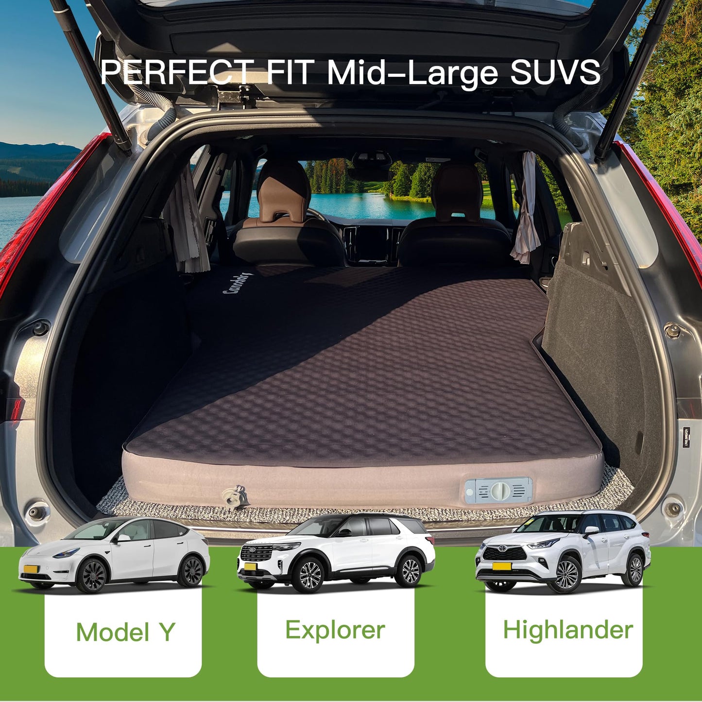 Upgraded Hybrid Foam & Air SUV Mattress with Rechargeable Built-in Pump, Quick Inflation & Deflation, 4" Ultra-Thick, Comfortable Mattress for Car Camping & Road Trips, Perfect for Mid & Large SUVs