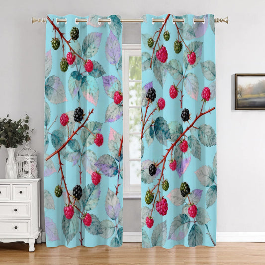 BaoNews Watercolor Light Blue Blackout Curtains for Bedroom, Teal Green Blue Black Abstract Drapes Plastic Grommet Top Insulated Thermal Living Room, 52X84 in 2 Panels