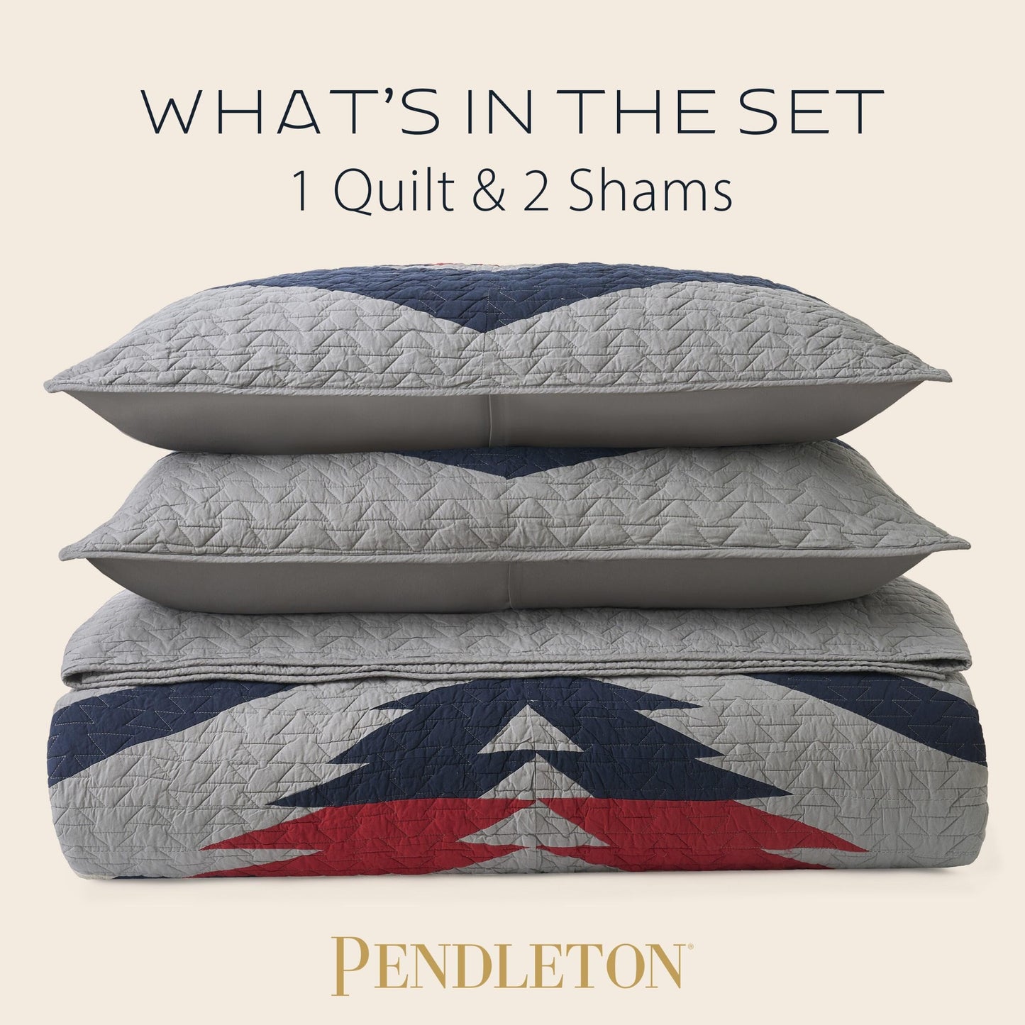 Pendleton Full/Queen Quilt Set – 100% Cotton 3 Piece Quilt Set with Shams, Soft Lightweight Bedding for Queen Size Bed, Gray & Blue Comforter Alternative, Queen Bedding Set (Tecopa Hills)