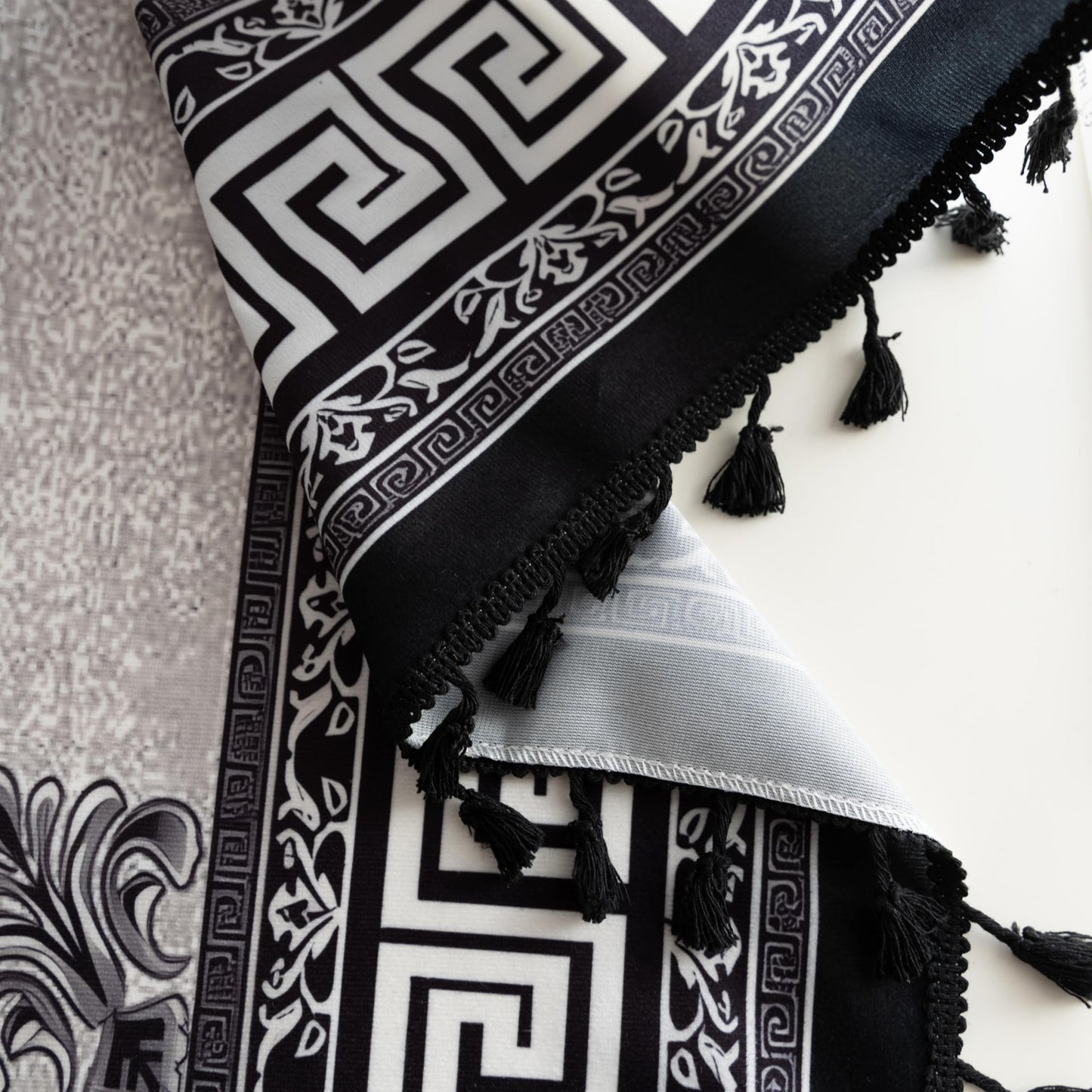 Erbnaryx Black Medallion Curtains 72 Inches Long, Boho Farmhouse Light Filtering Rod Pocket Drapes with Tassel Trim for Bedroom Living Room, 2 Panels