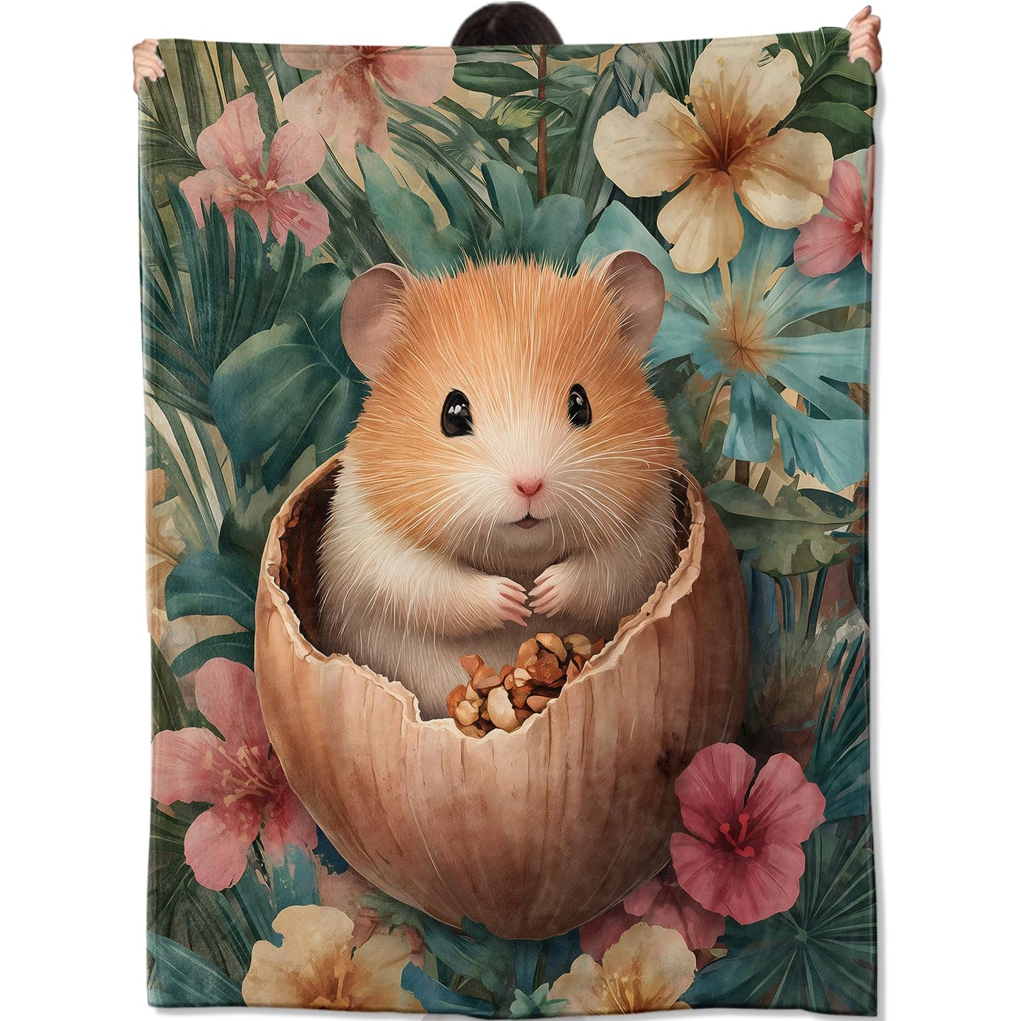 amepay Hamster in Nut Shell Blanket Gifts for Kids Women Adult Girls,Cute Cartoon Animal Throw Blankets,Soft Comfy Lightweight for Home Couch Bed Sofa Modern Decor 50x60in