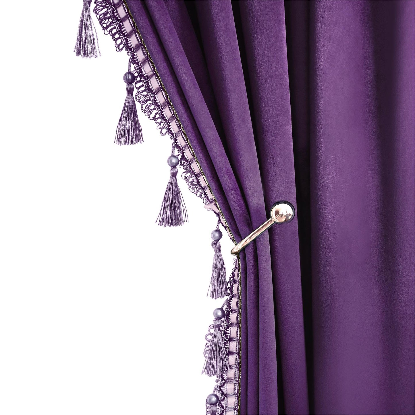 Fazhesici Purple Blackout Velvet Curtains 72 inch Length Windows Rod Pocket Drapes with Tassels Soundproof Thermal Curtains for Living Room 2 Panels Set 52" x 72"
