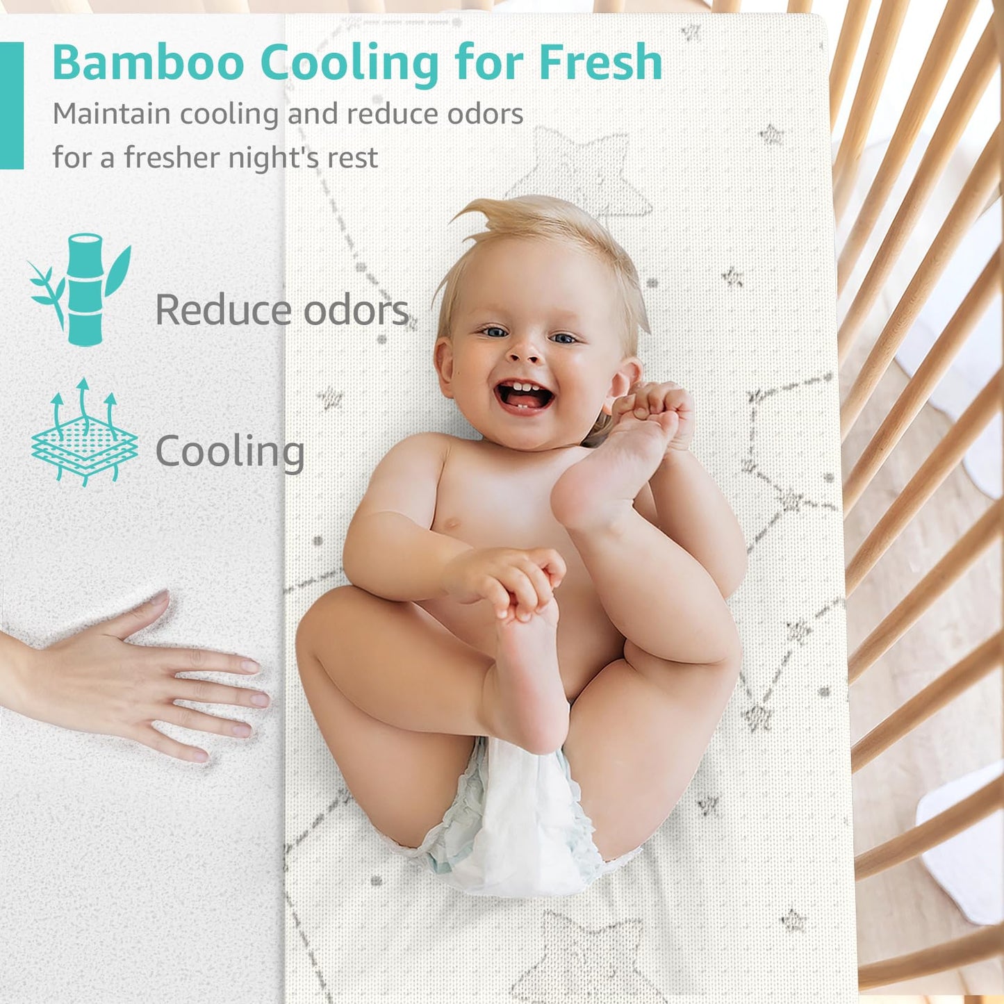 YENING Bamboo Pack and Play Mattress Pad Breathable 38x26 Waterproof Baby Mattress for Pack N Play Matress Topper Waterproof
