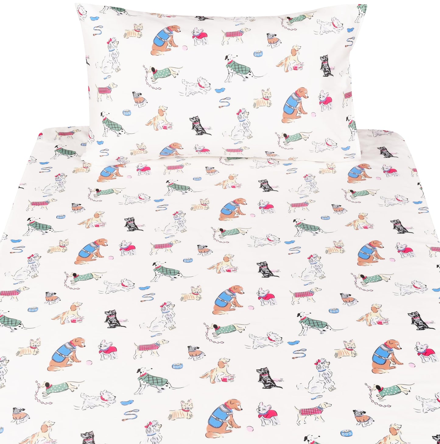 Scientific Sleep Puppy Dog 100% Cotton 3 Pcs Twin Bed Sheet Set Kids Toddler Teen, Flat Sheet & Fitted Sheet & Pillowcase Kids Bedding Set (Dogs)