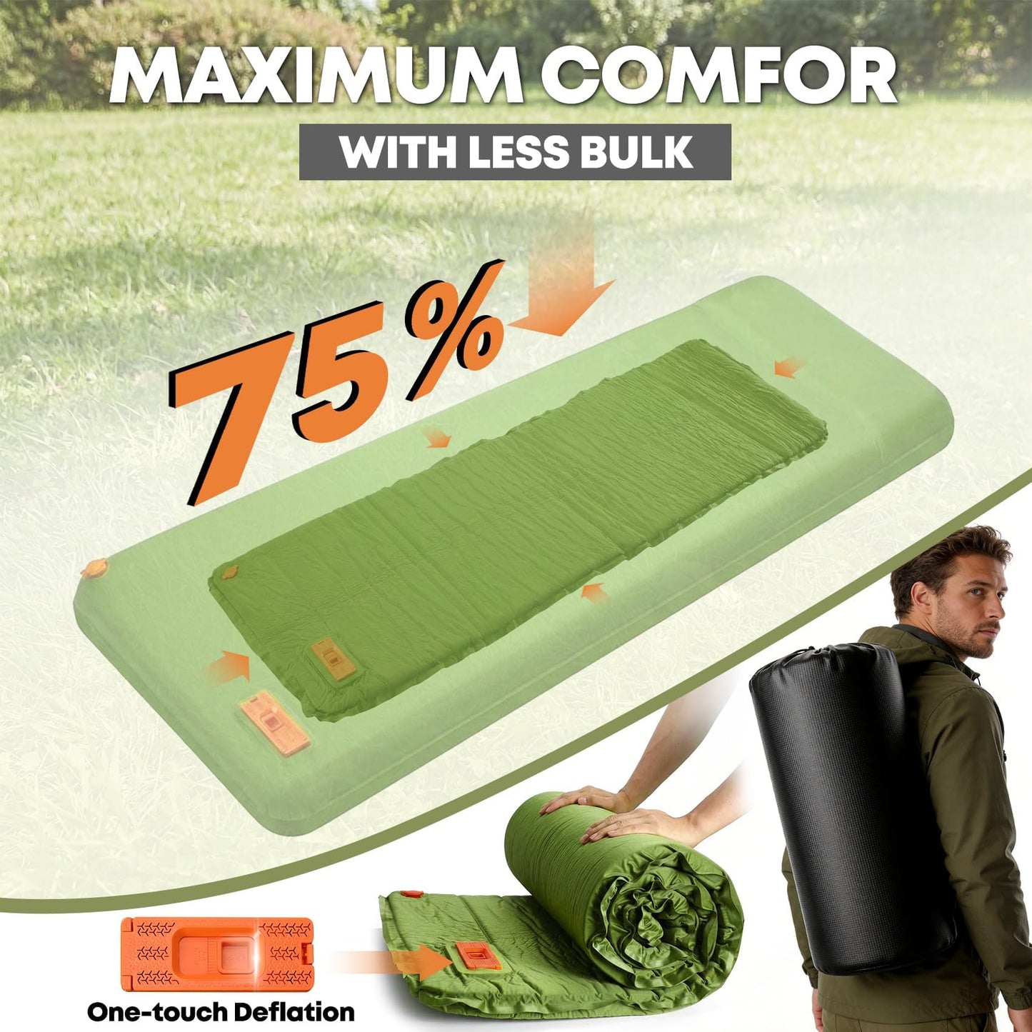 Self Inflating Sleeping Pad with Electric Pump, 4" Ultra-Thick Memory Foam Camping Pad,9.5 R-Value 4 Season Camping Mattress Pad with Removable Cover, Camping Essentials Gear for Tent Travel Car
