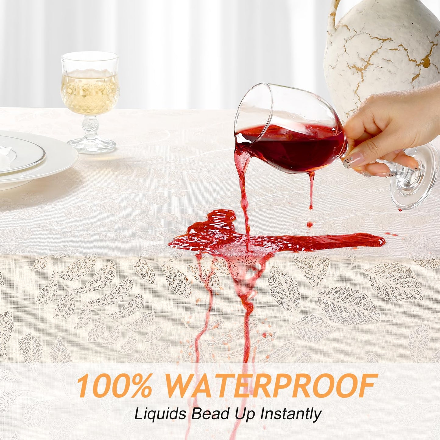 Kaixinbao Vinyl Tablecloth Rectangle, Heavy Duty Waterproof Table Cloth, Wipeable, Reusable Spillproof Table Cover for Indoor, Outdoor, Kitchen, Dining Room, Party, Picnic, Camping