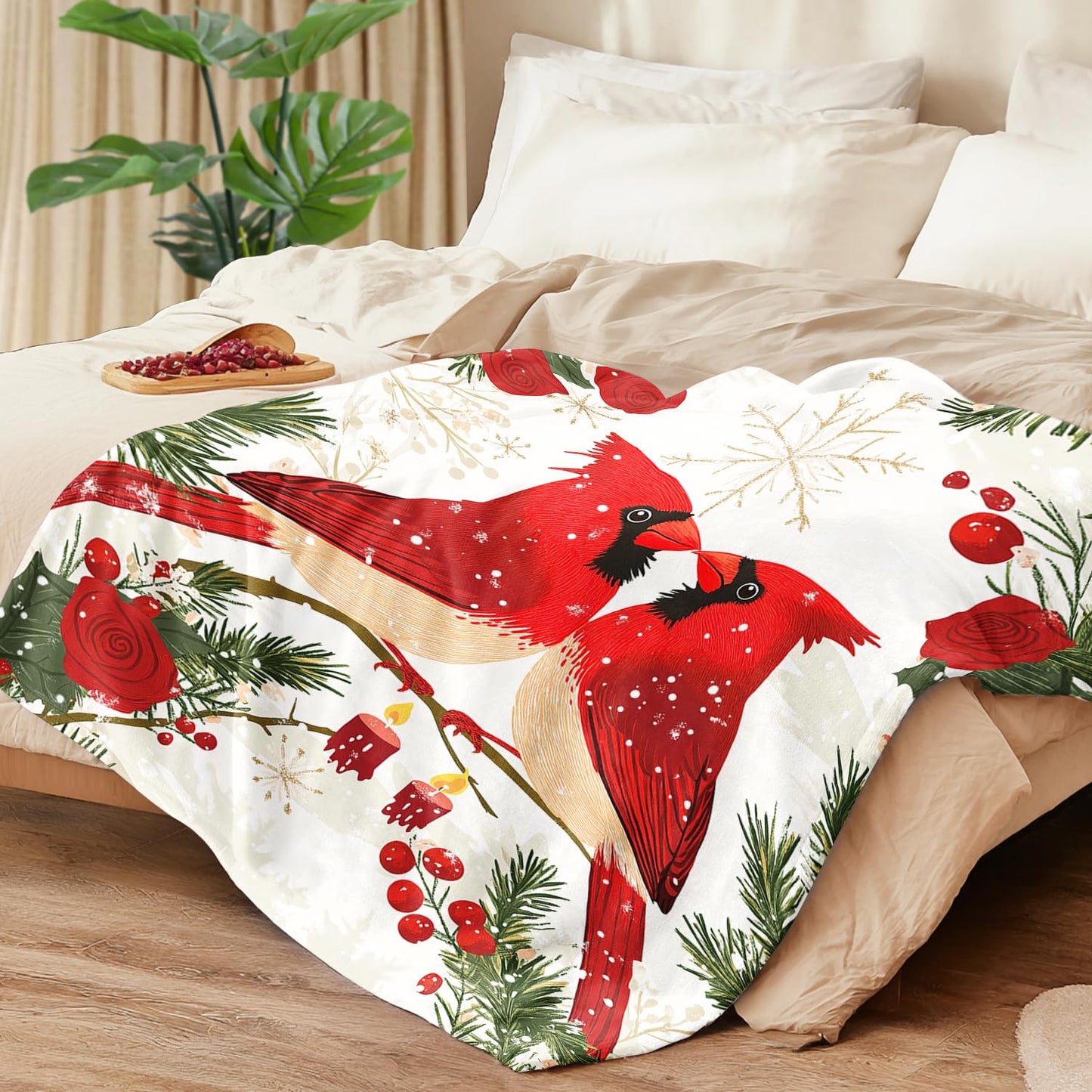 Cardinal Blanket Cardinal Fleece Throw Blanket Super Soft Fuzzy Plush Cozy Warm Cardinals Decor Stuffed Bedding Blankets Gift for Boys Girls Men Women Kids & Adult 50"x40"