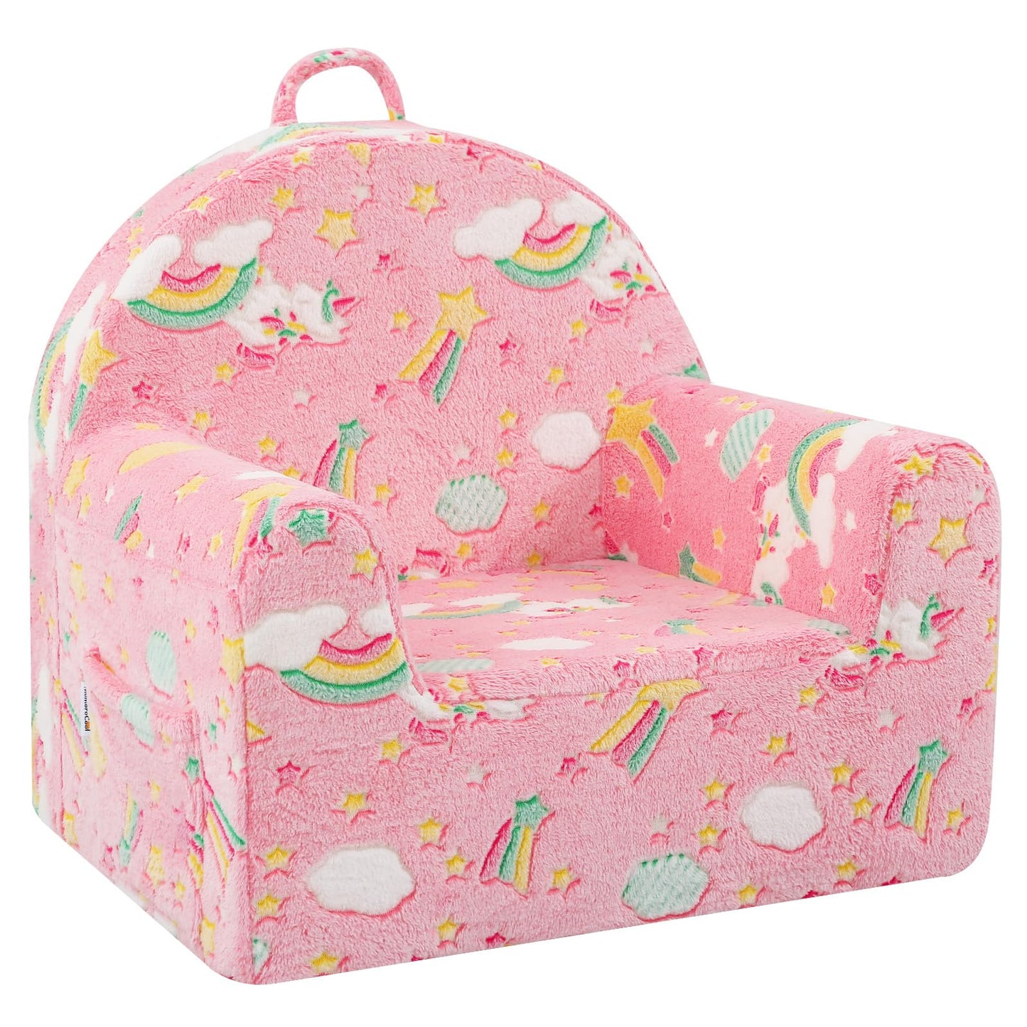 MeMoreCool Comfy Kids Chair for Ages 3+, Glow Unicorn Kids Reading Chair, Soft Plush Kids Armchair, Cozy Foam Kids Armchair for Kids Room, Living Room, Playroom, Reading Nook