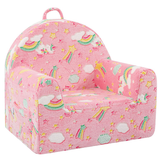 MeMoreCool Comfy Kids Chair for Ages 3+, Glow Unicorn Kids Reading Chair, Soft Plush Kids Armchair, Cozy Foam Kids Armchair for Kids Room, Living Room, Playroom, Reading Nook